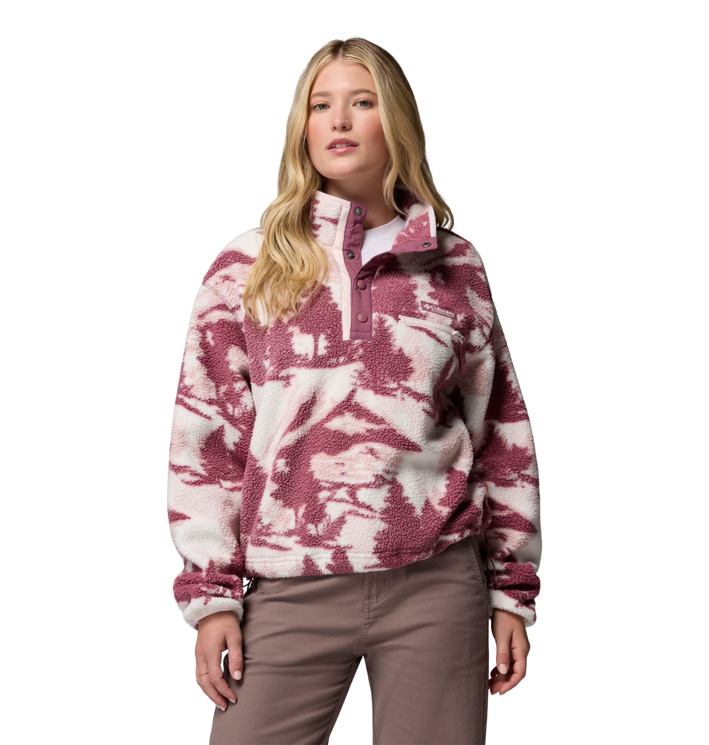 Columbia Women's Helvetia Printed II Cropped Half-Snap Fleece Pullover