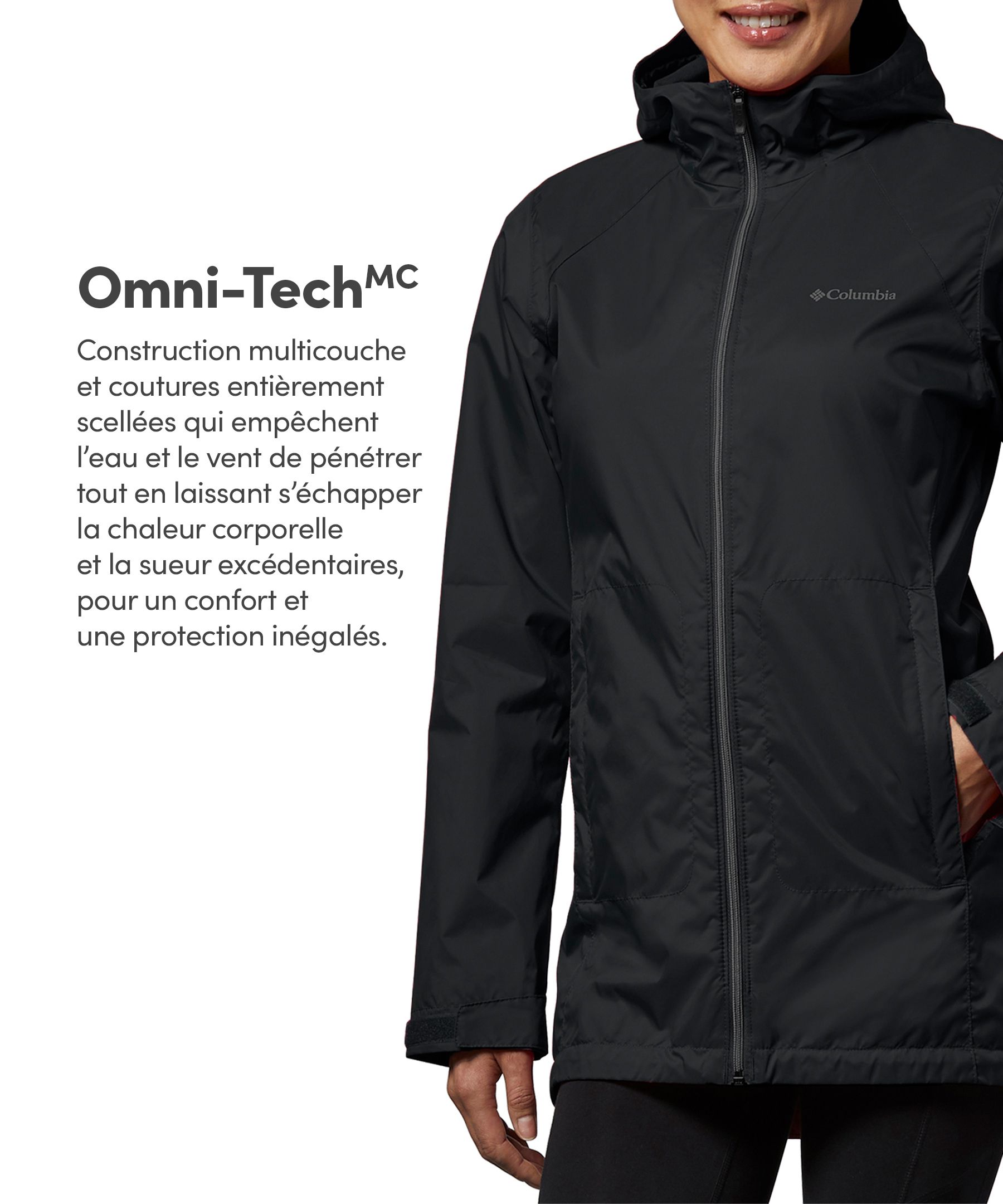 Manteau de pluie doublé imper-respirant avec Omni-TECH™ Columbia Switchback pour femmes