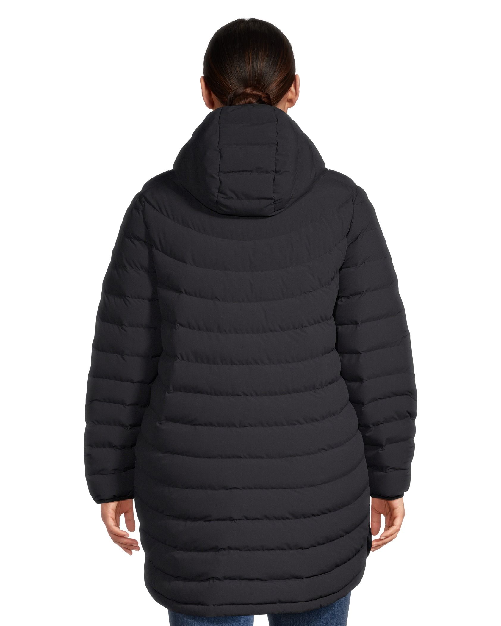 Long black deals down jacket