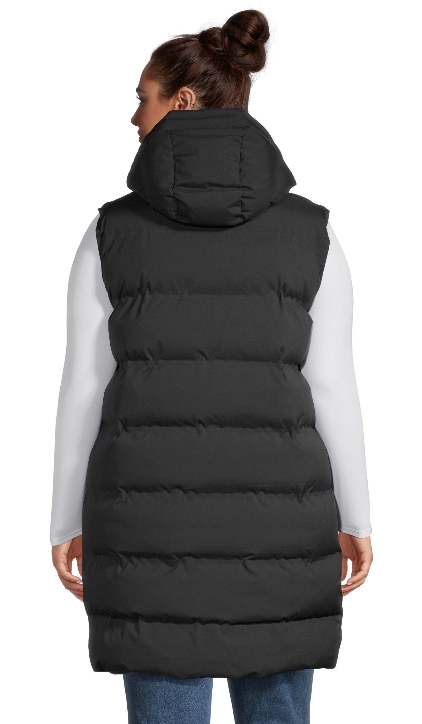 Black long puffer vest online