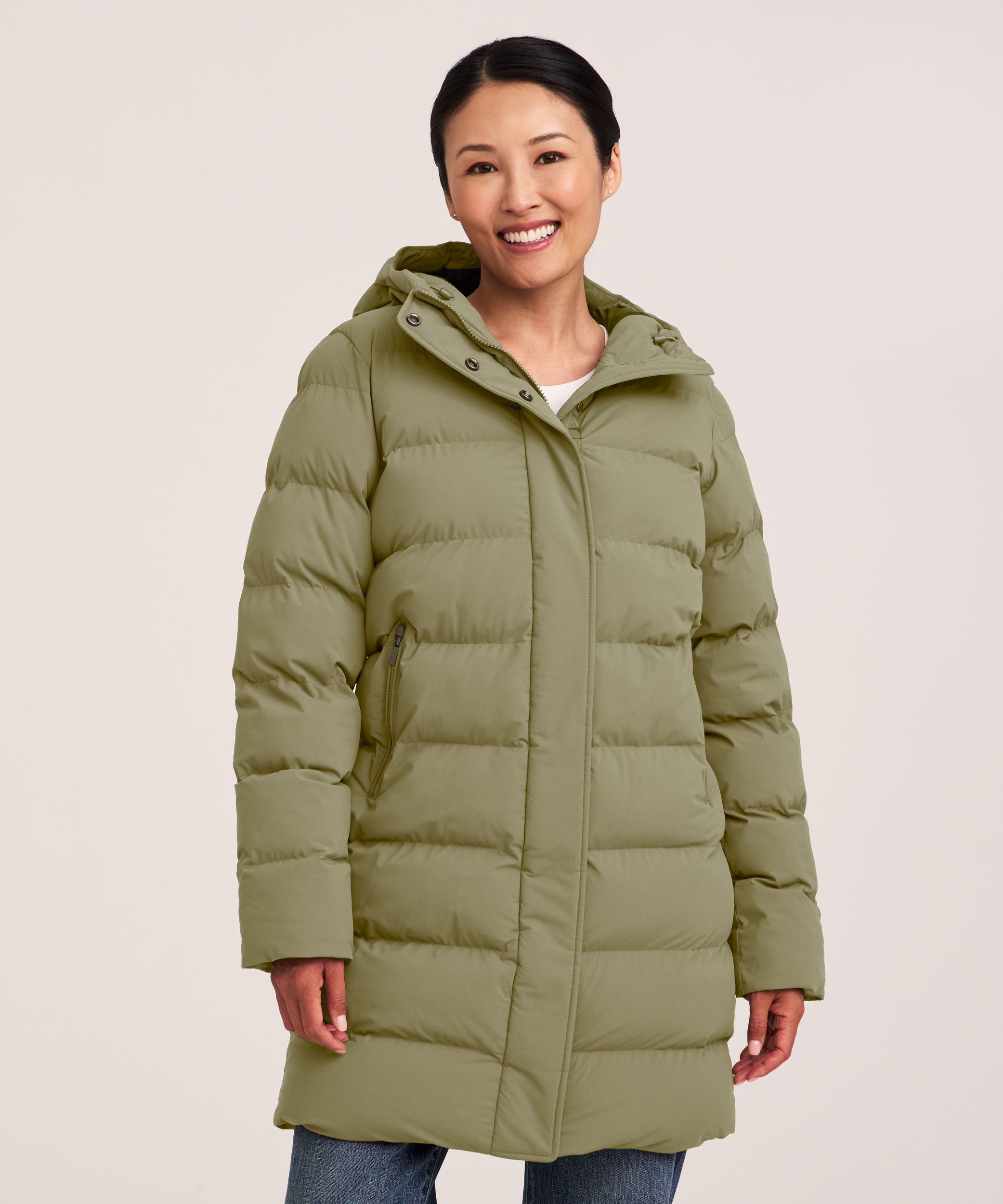 Denver Hayes Women's Hyper-Dri® HD1 Water Repellent Breathable T-Max® Insulated Mid Length Puffer Jacket