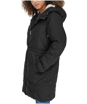 Parka à capuche doublée en sherpa avec matelassage en losanges pour femmes, Levi's