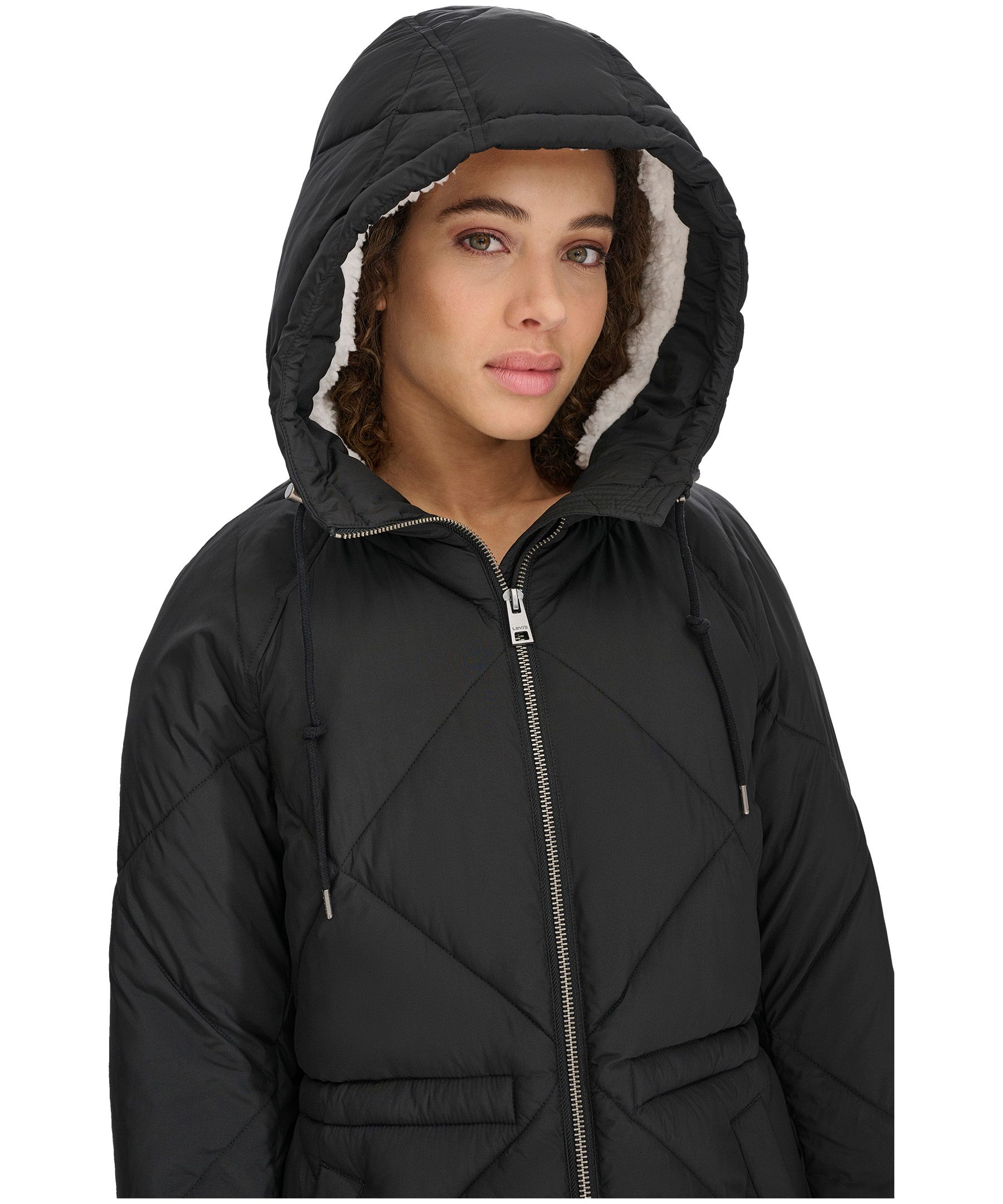 Levi's Women's Diamond Quilted With Sherpa-Lined Hood Parka