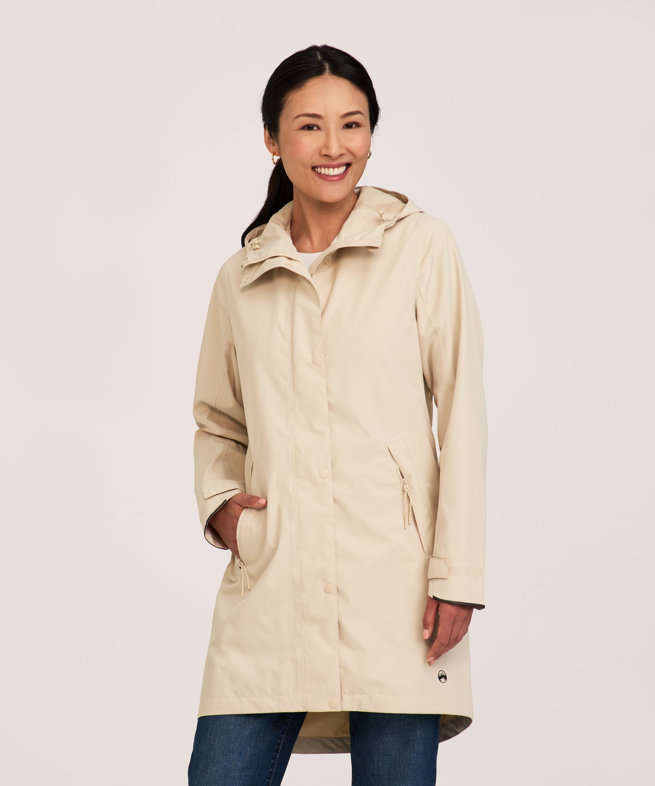 Beige Rain Wear Women Rain Parka Ladies Beige Raincoat WindRiver