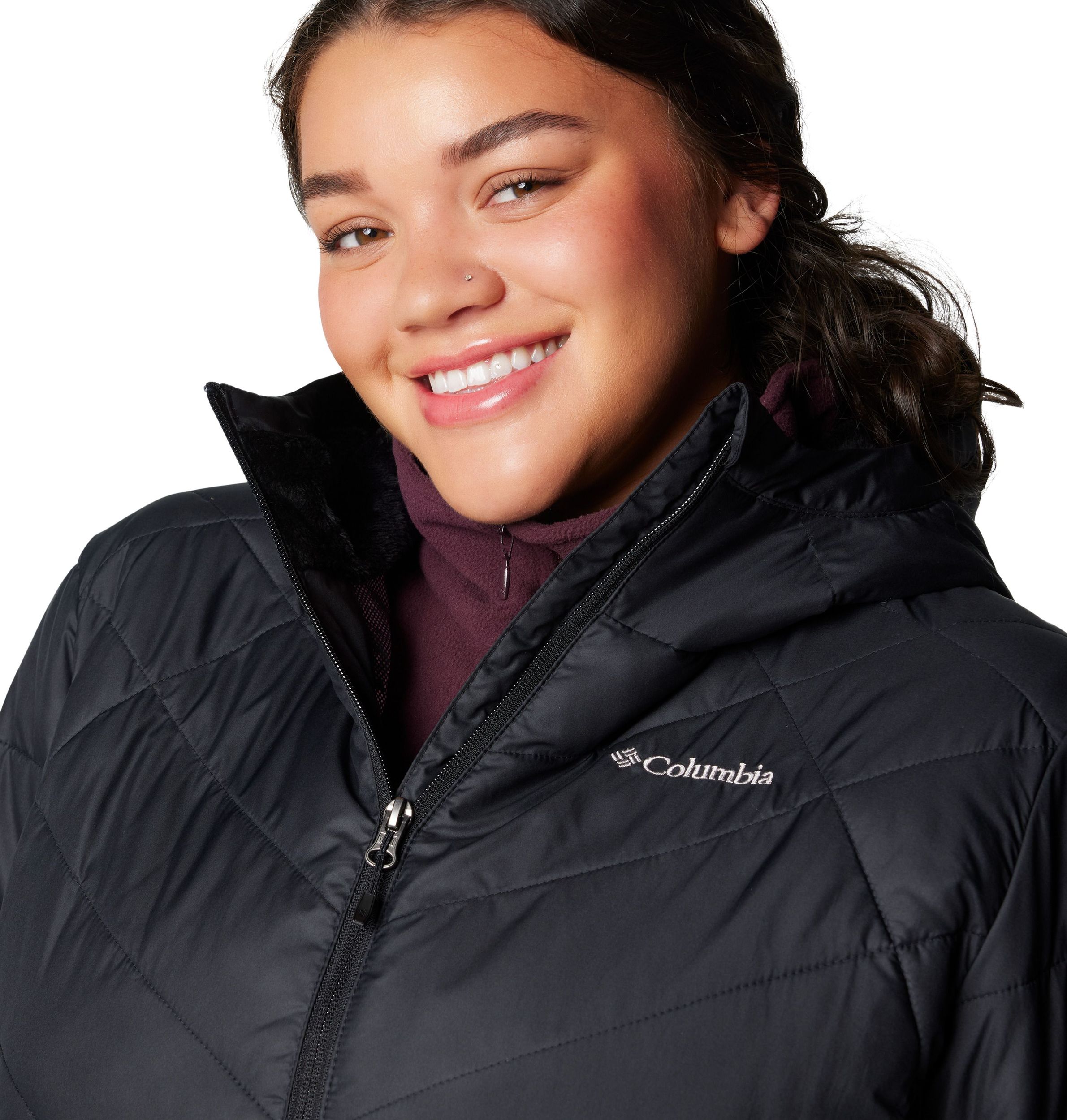 Columbia Women's Heavenly Omni-Heat Reflective Hooded Puffer Jacket - Plus Size