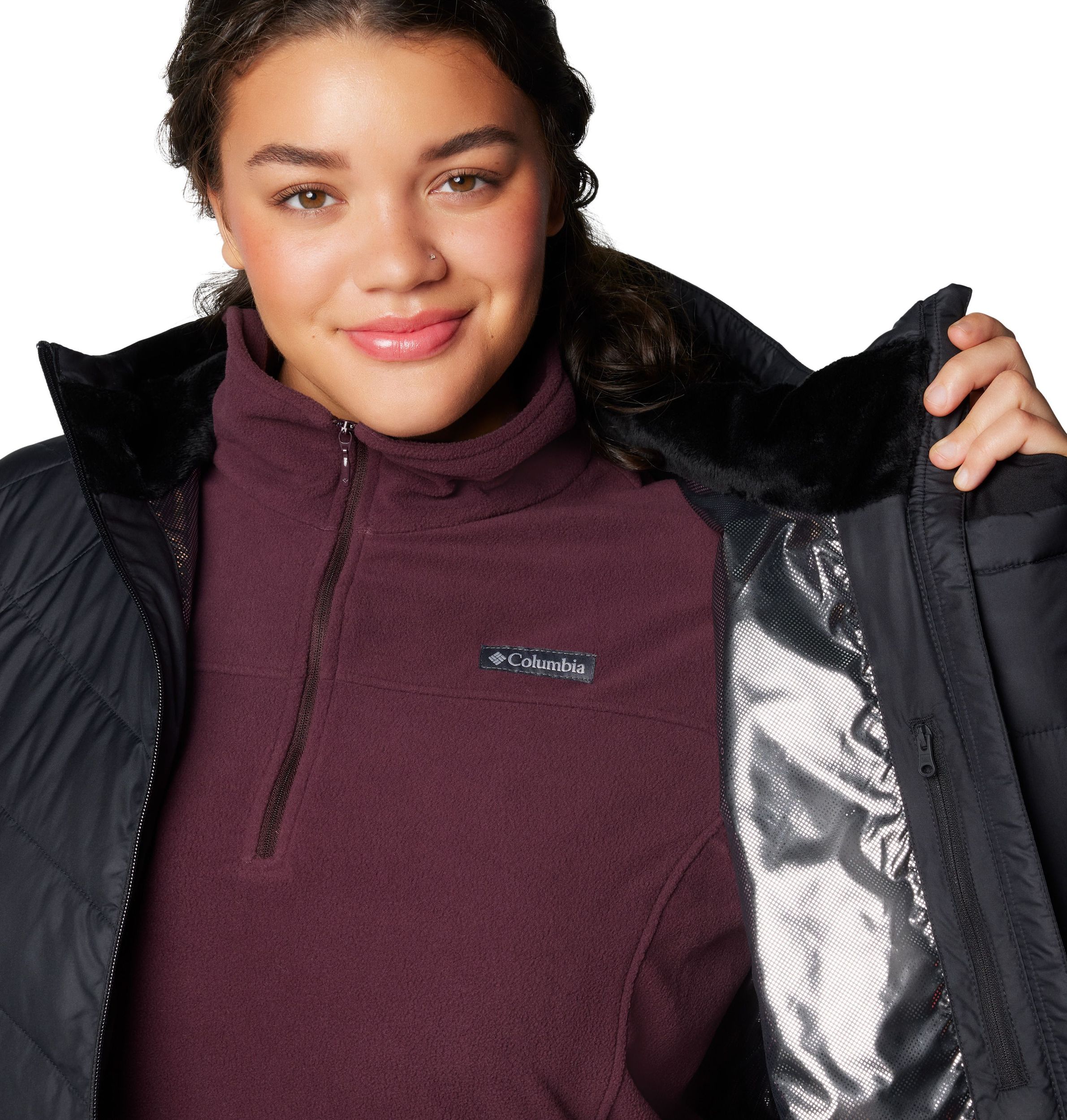 Columbia Women's Heavenly Omni-Heat Reflective Hooded Puffer Jacket - Plus Size