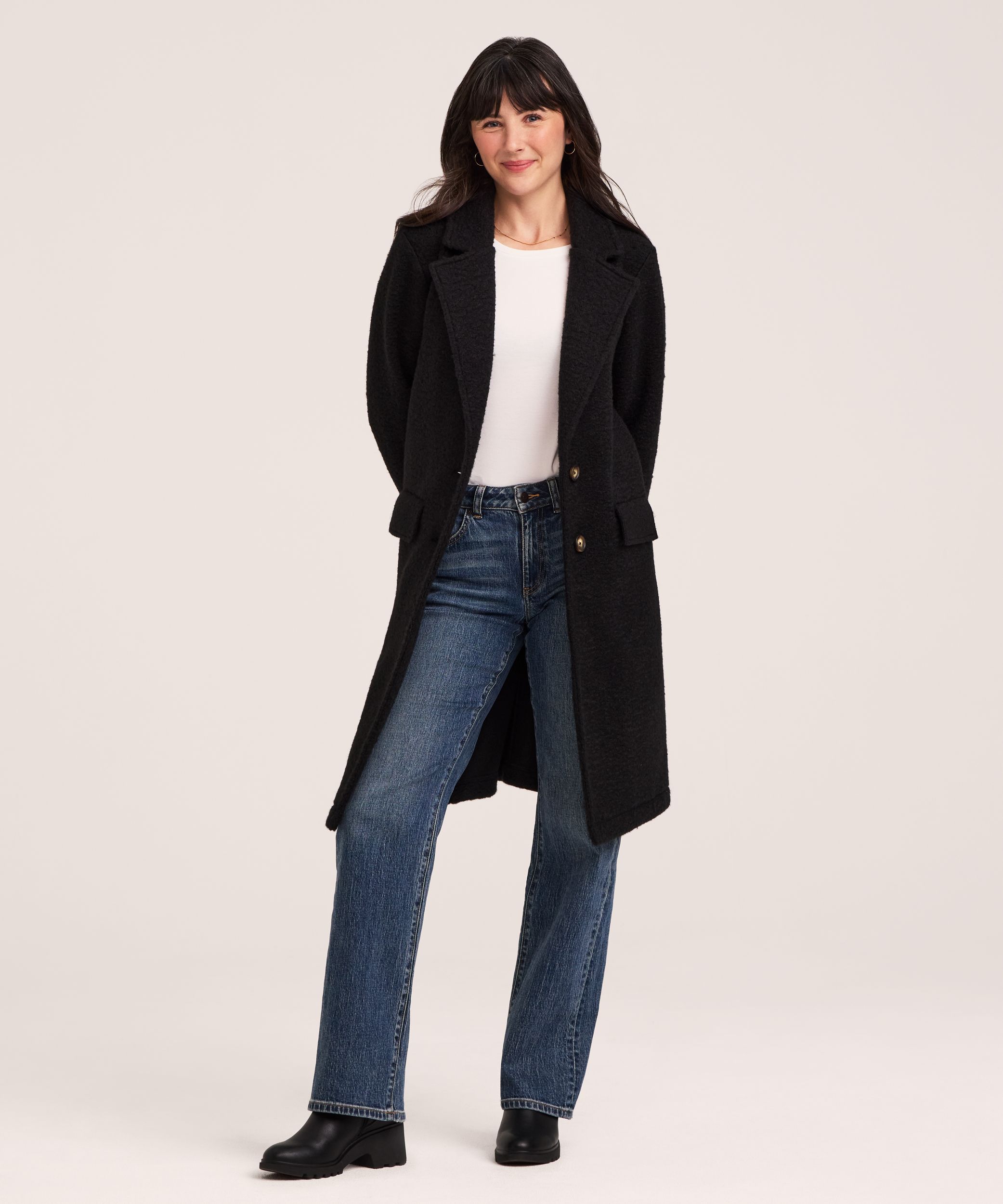 Manteau long en tissu bouclé pour femmes, Denver Hayes