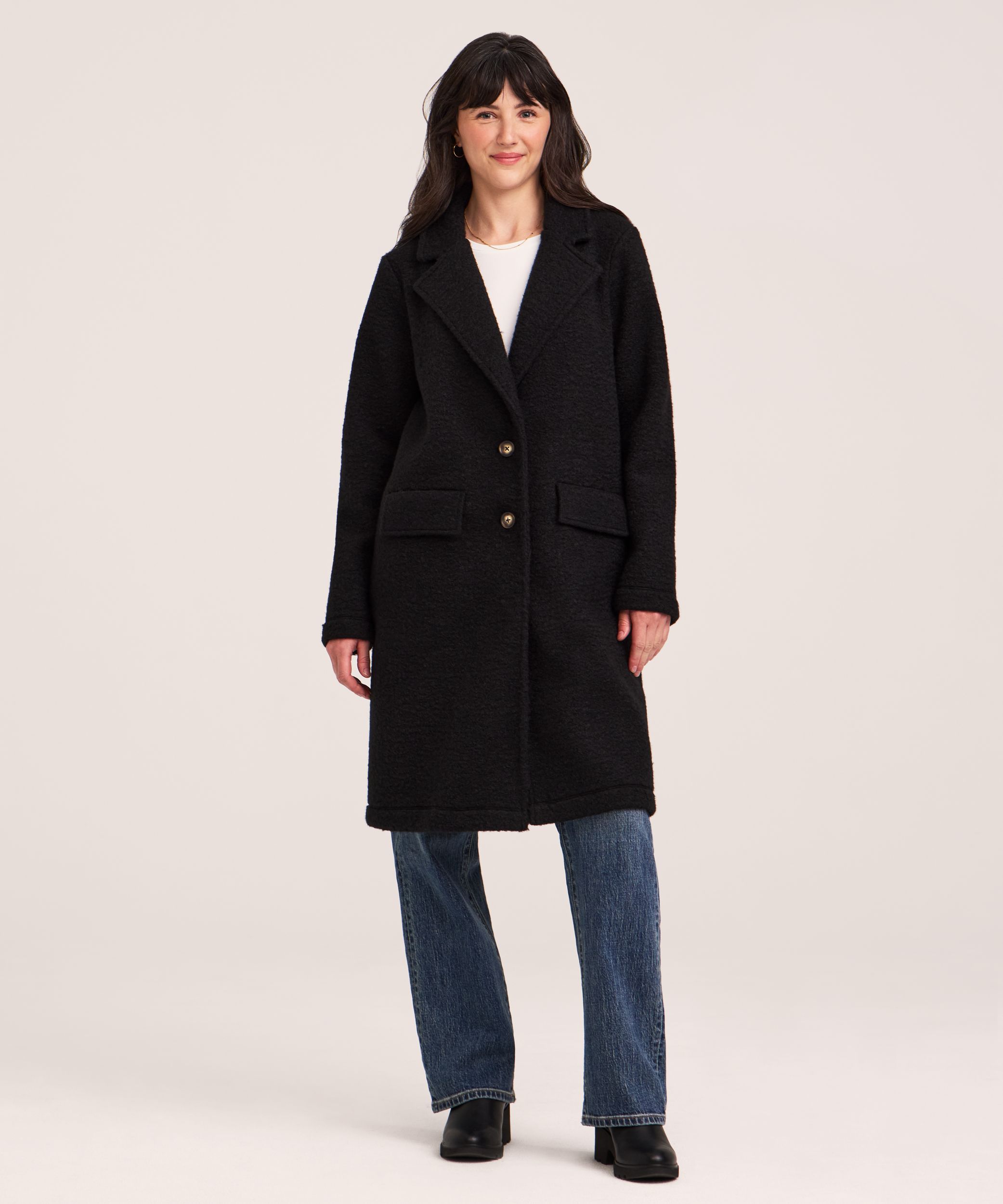 Manteau long en tissu bouclé pour femmes, Denver Hayes