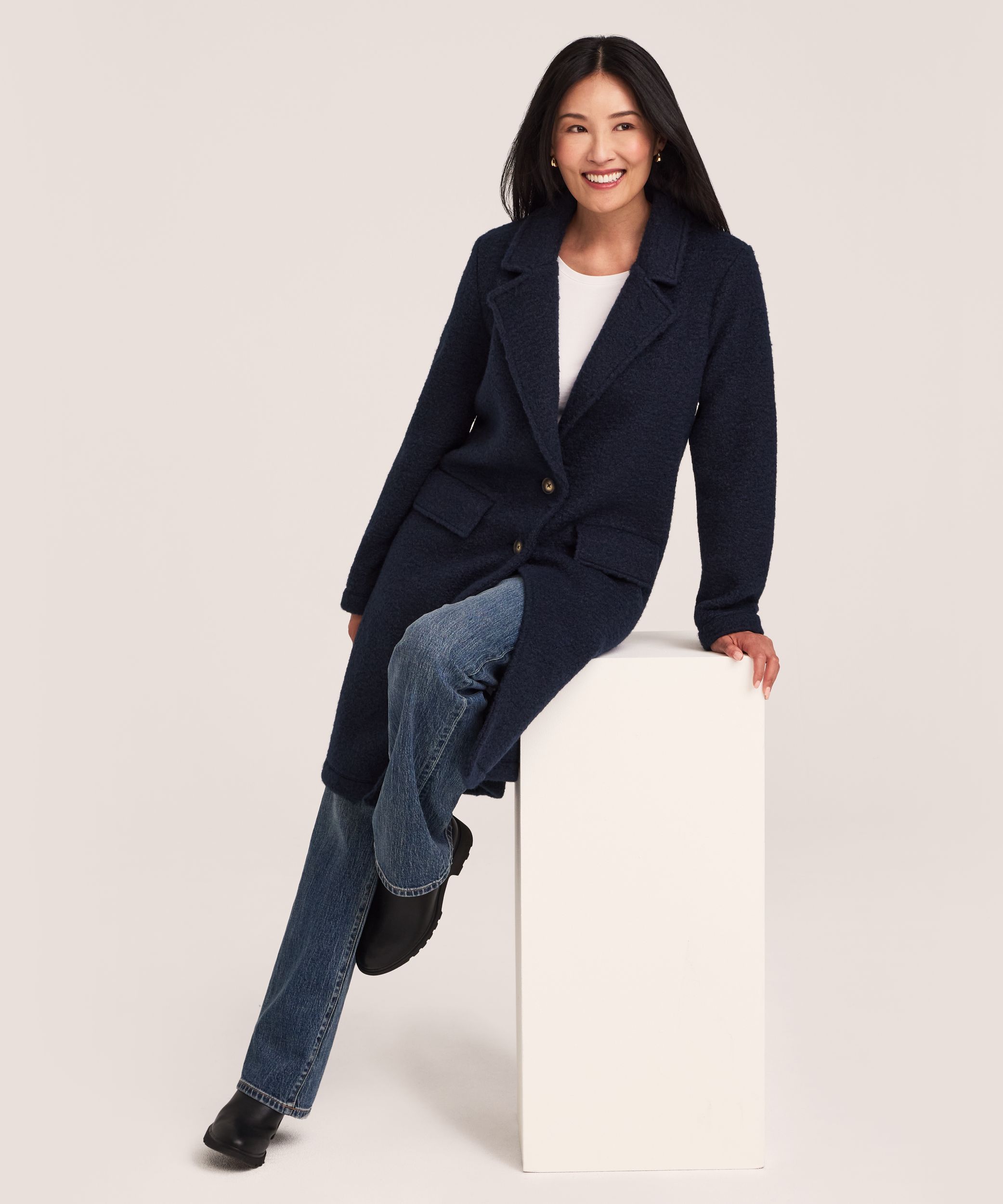 Manteau long en tissu bouclé pour femmes, Denver Hayes
