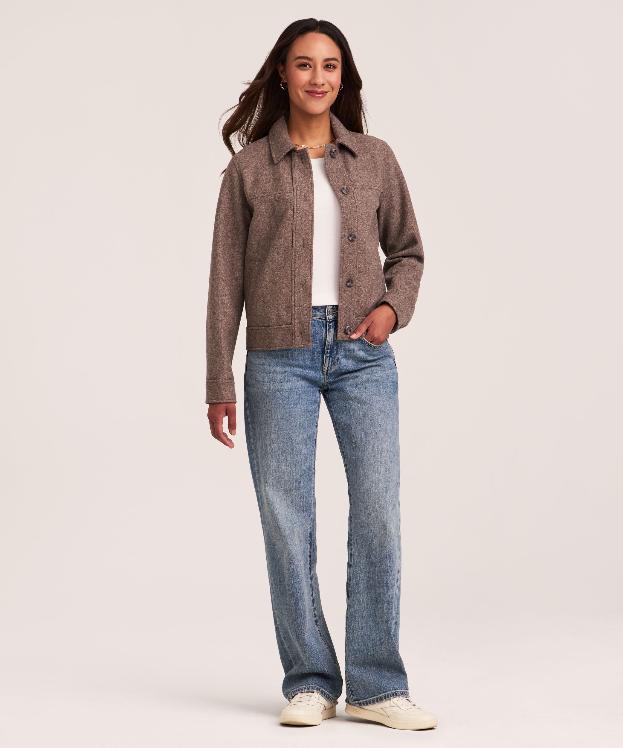 Denver Hayes Women's Faux Wool Cropped Jacket