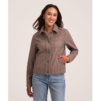 Denver Hayes Women's Faux Wool Cropped Jacket Front_Flat