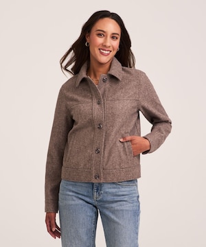 Denver Hayes Women's Faux Wool Cropped Jacket