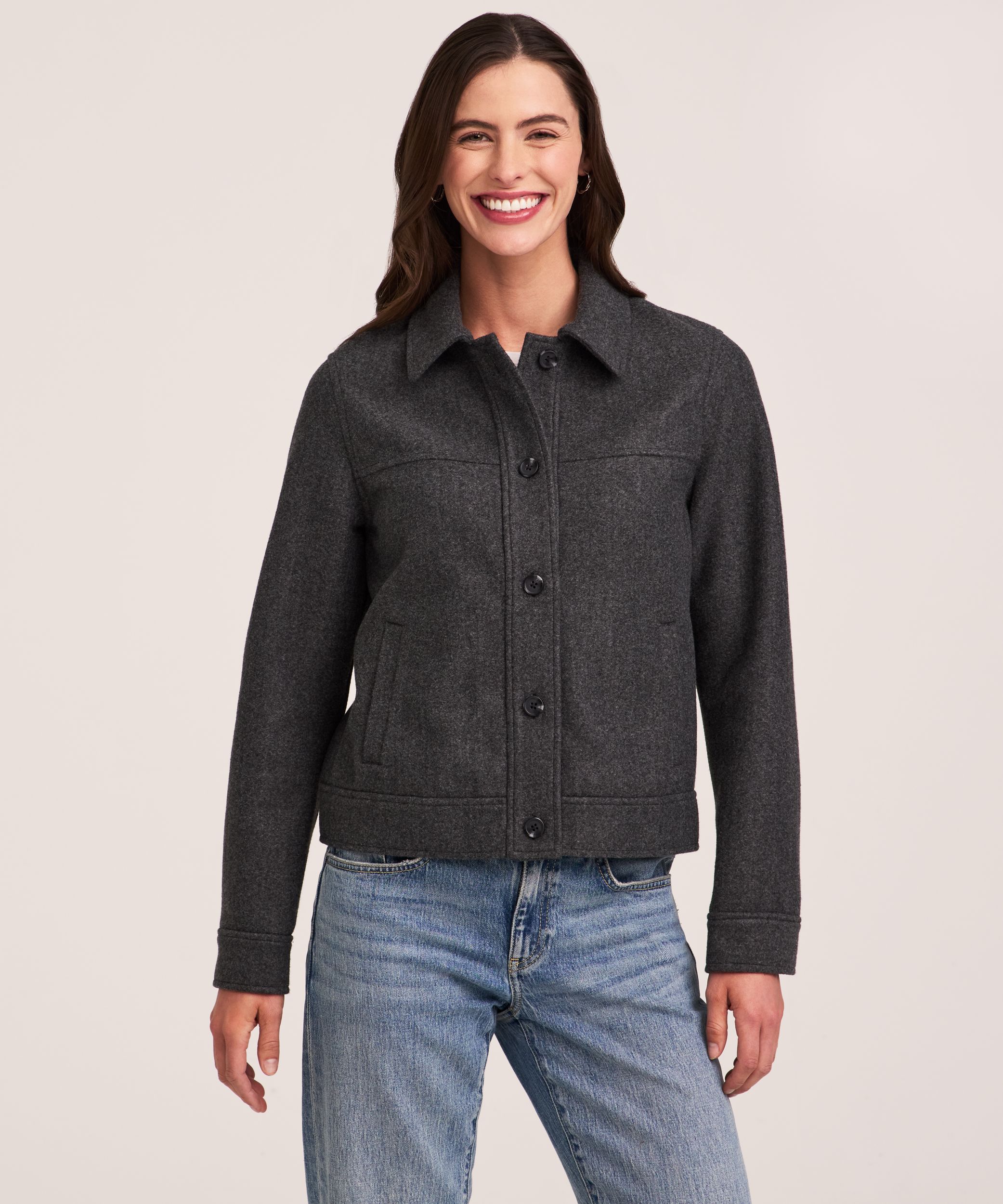 Denver Hayes Women's Faux Wool Cropped Jacket