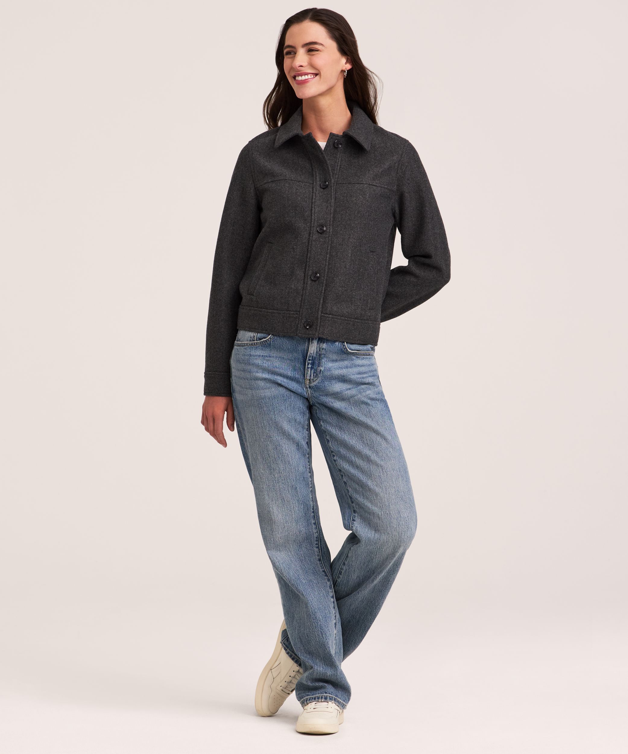 Denver Hayes Women's Faux Wool Cropped Jacket