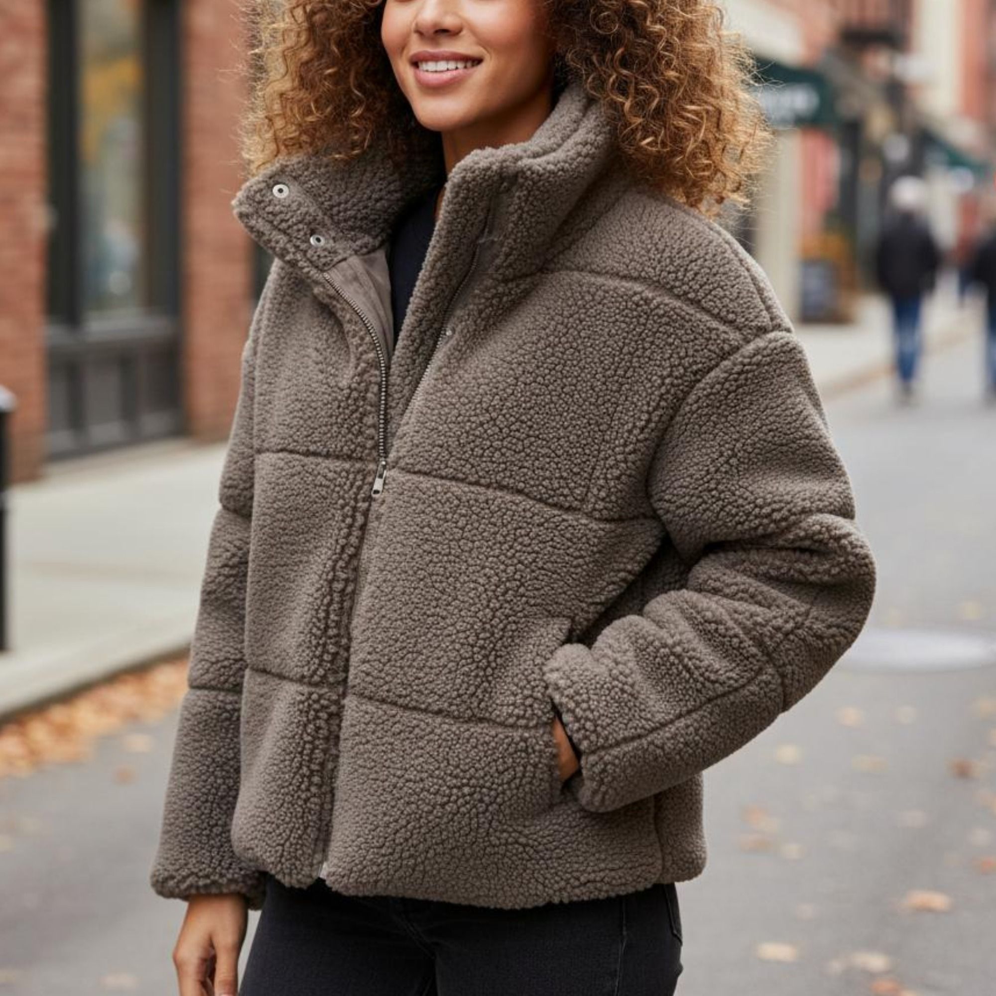 Manteau court en sherpa pour femmes, Patchwork, Levi's