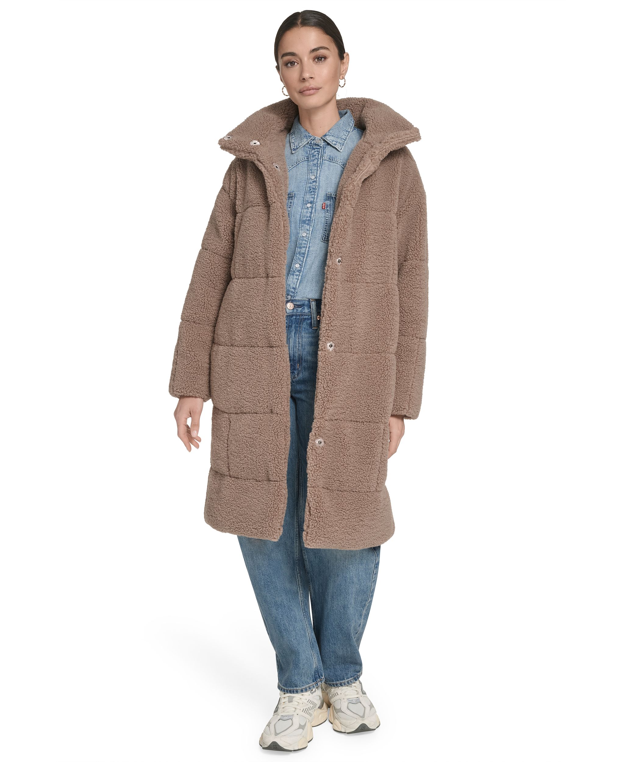 Levi's Women's Long Patchwork Sherpa Coat