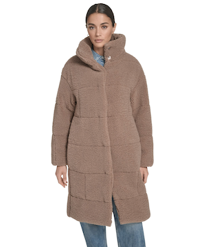 Manteau long en sherpa pour femmes, Patchwork, Levi's