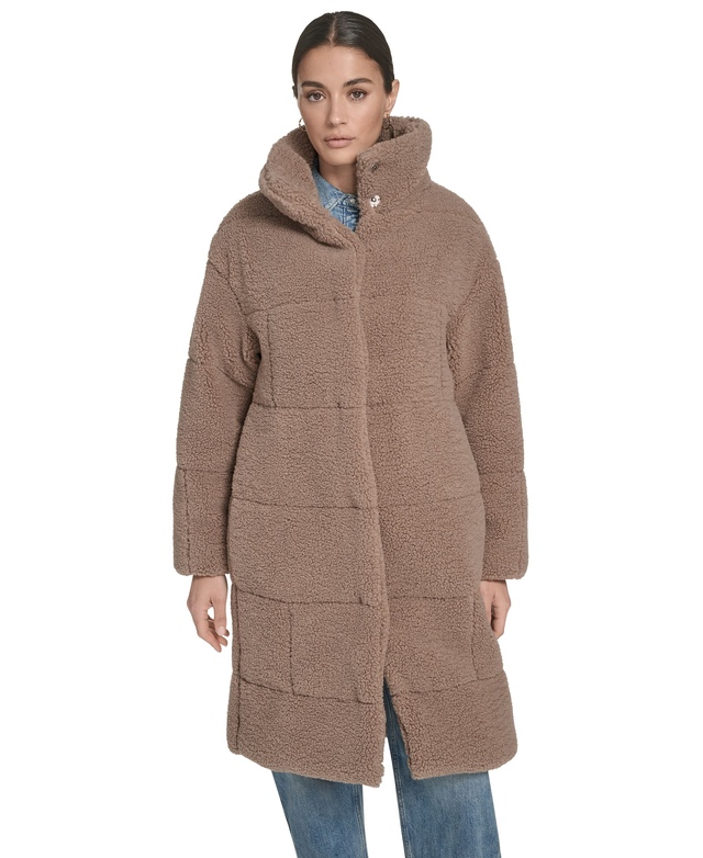 Manteau long en sherpa pour femmes, Patchwork, Levi's