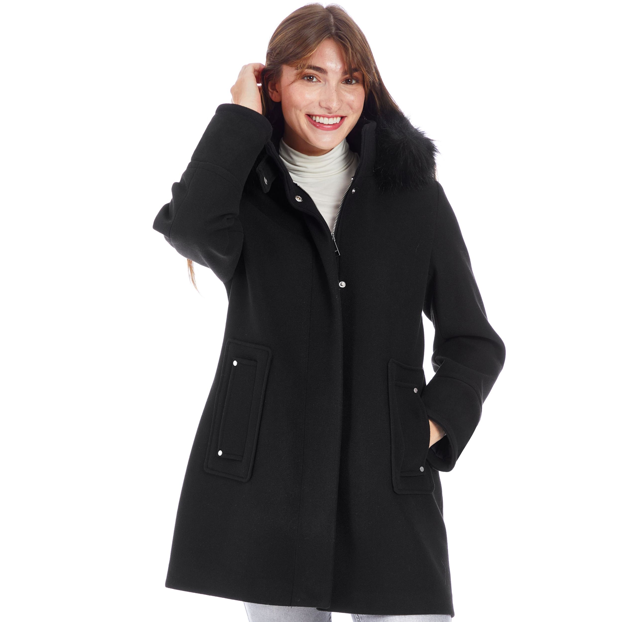 Veste d'hiver à capuche en laine synthétique, Nine West