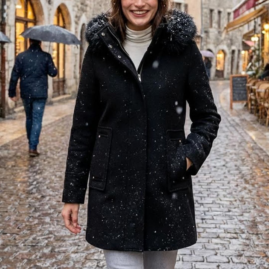 Veste d'hiver à capuche en laine synthétique, Nine West