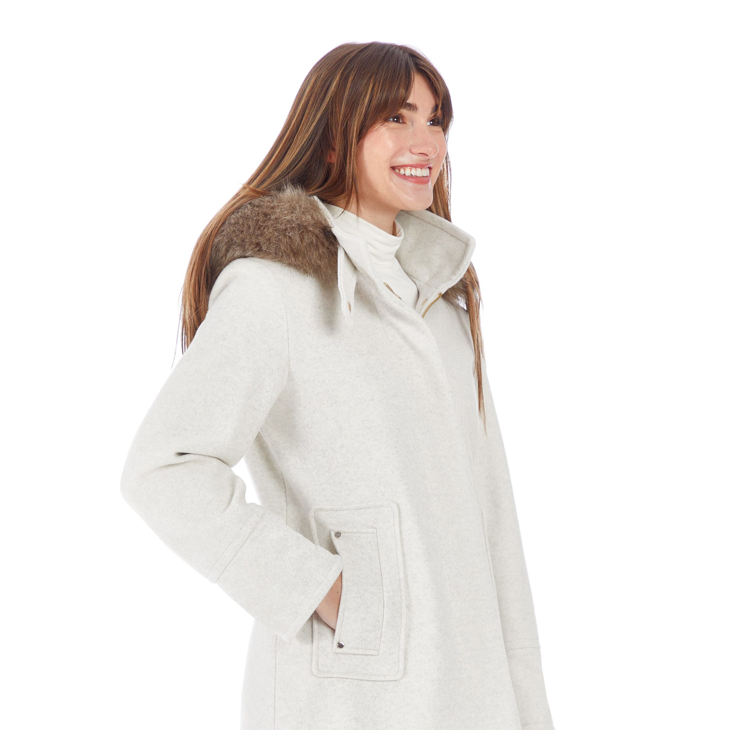 Nine West Faux Wool Hooded Winter  Jacket