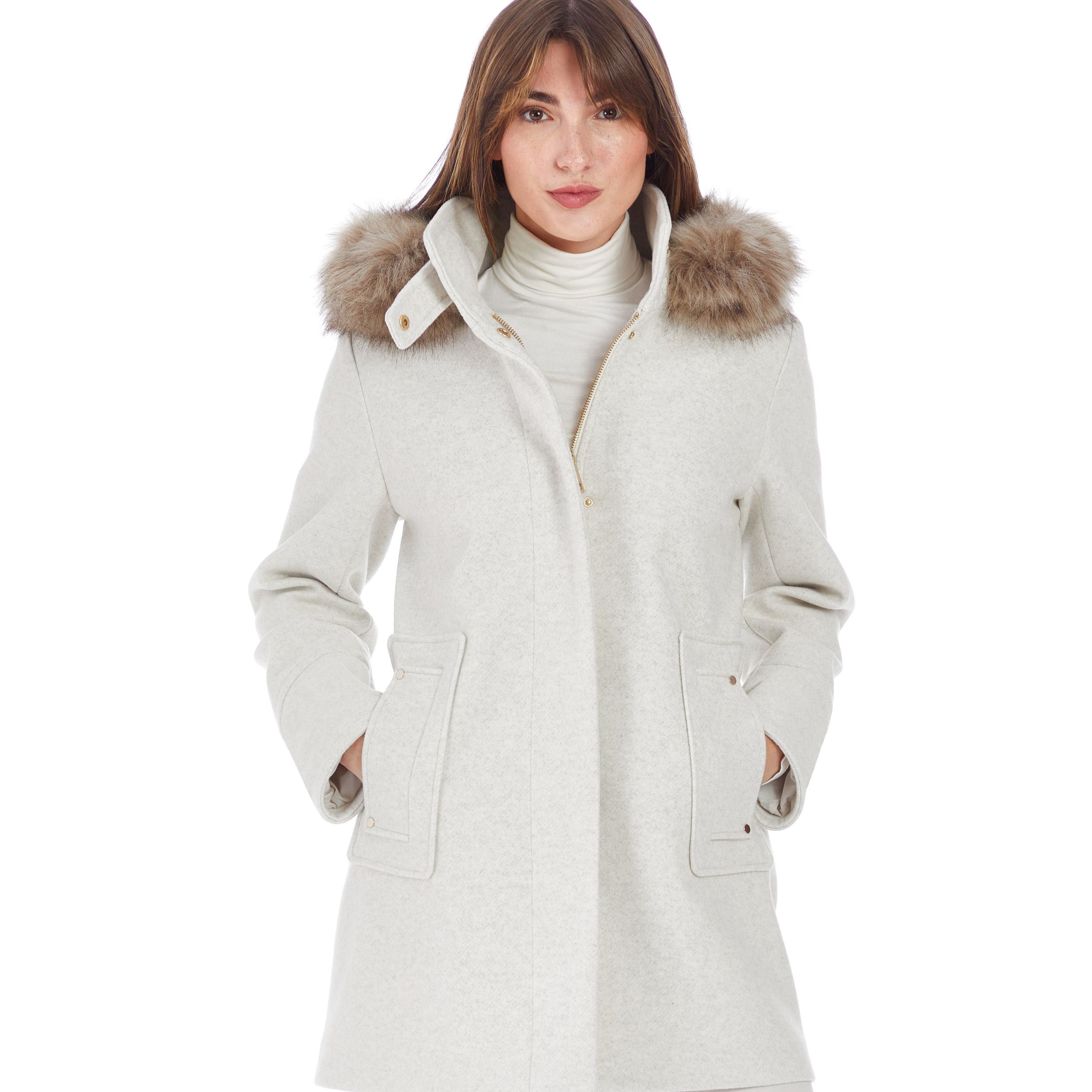 Nine West Faux Wool Hooded Winter  Jacket