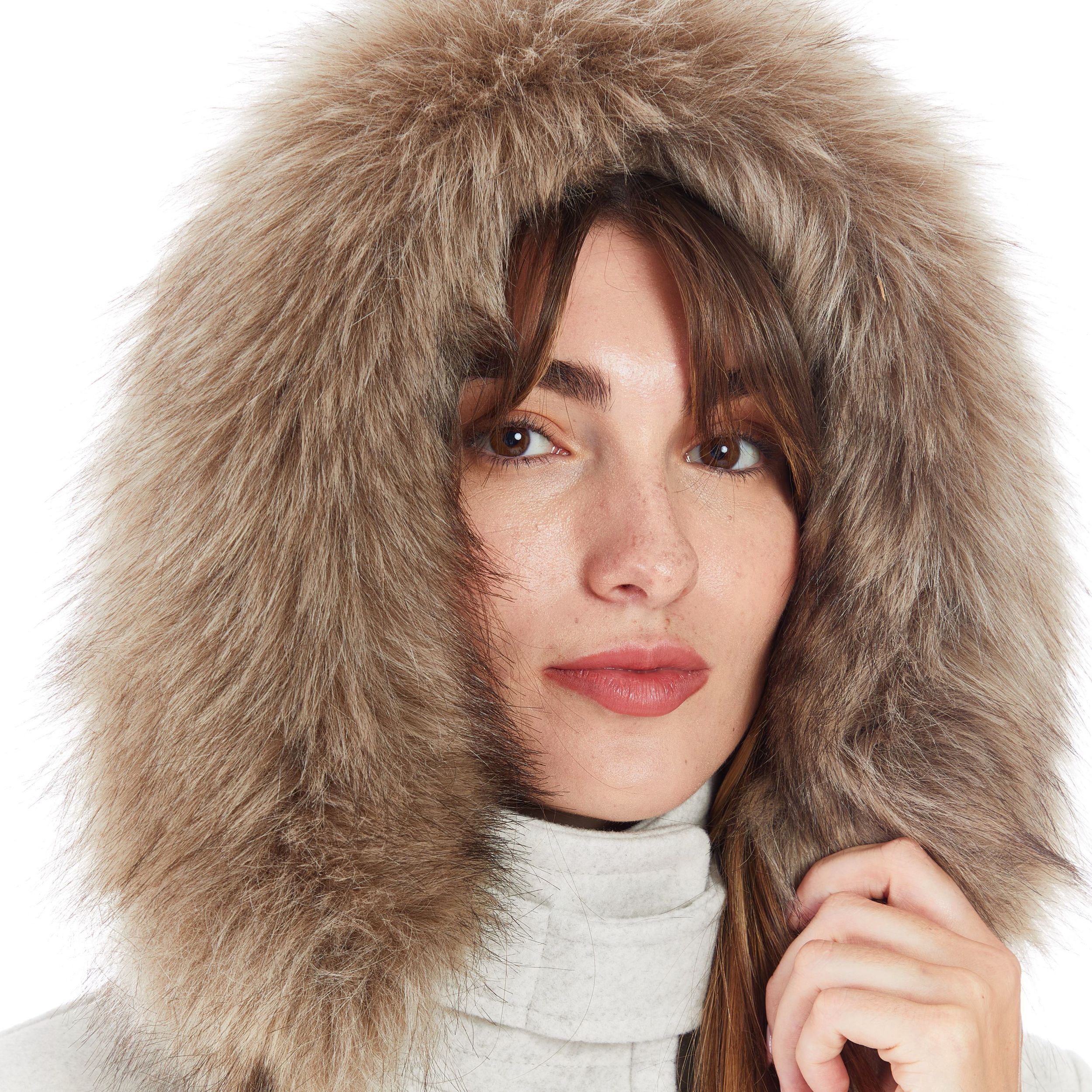 Nine West Faux Wool Hooded Winter  Jacket