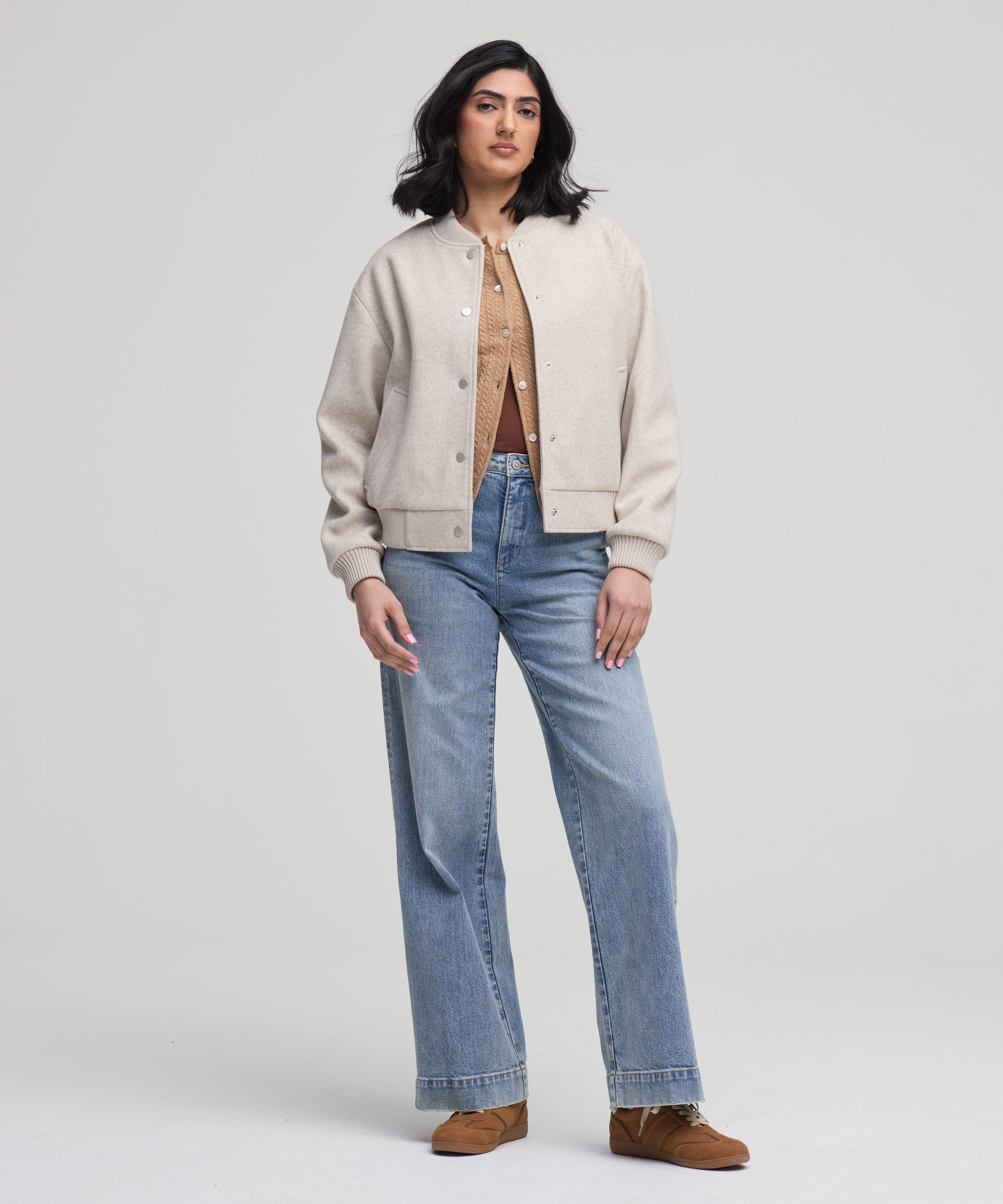 Blouson aviateur en fausse laine pour femmes, Denver Hayes