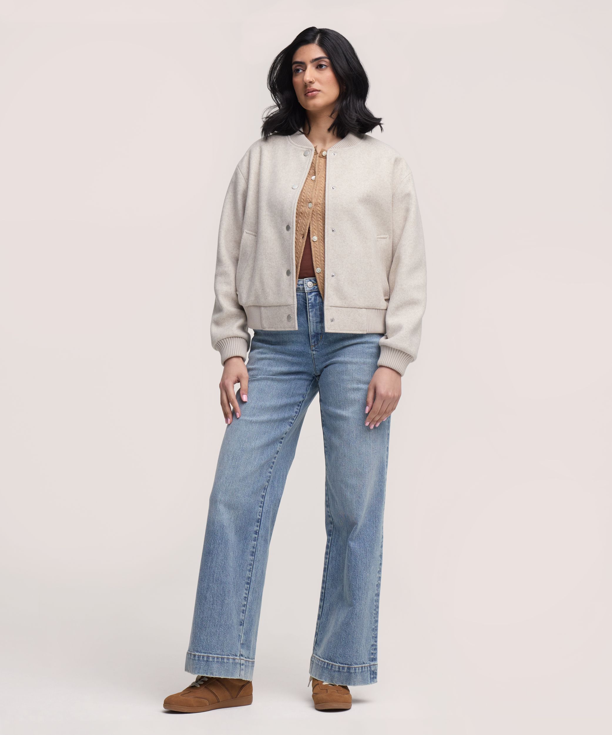 Blouson aviateur en fausse laine pour femmes, Denver Hayes
