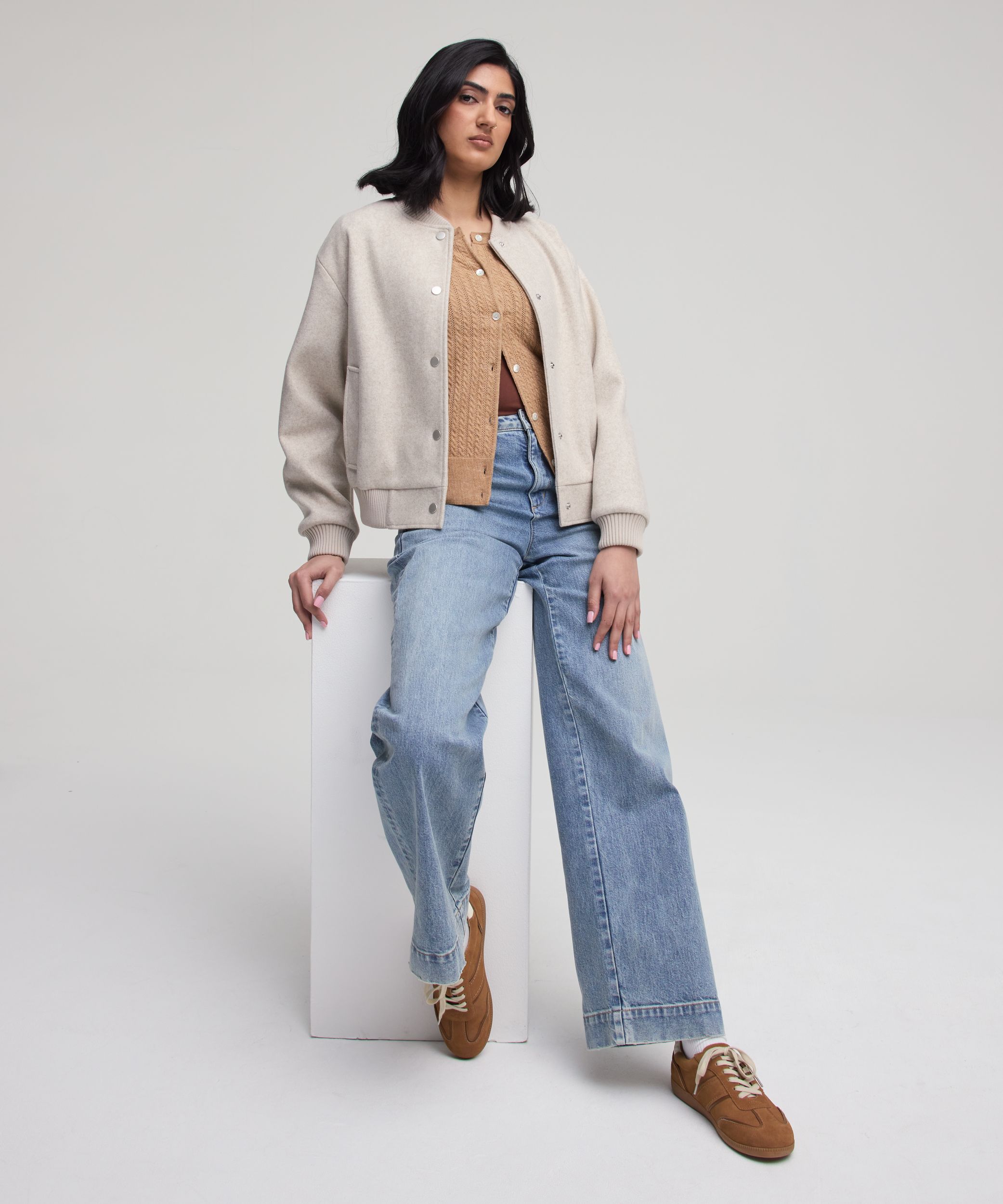 Blouson aviateur en fausse laine pour femmes, Denver Hayes