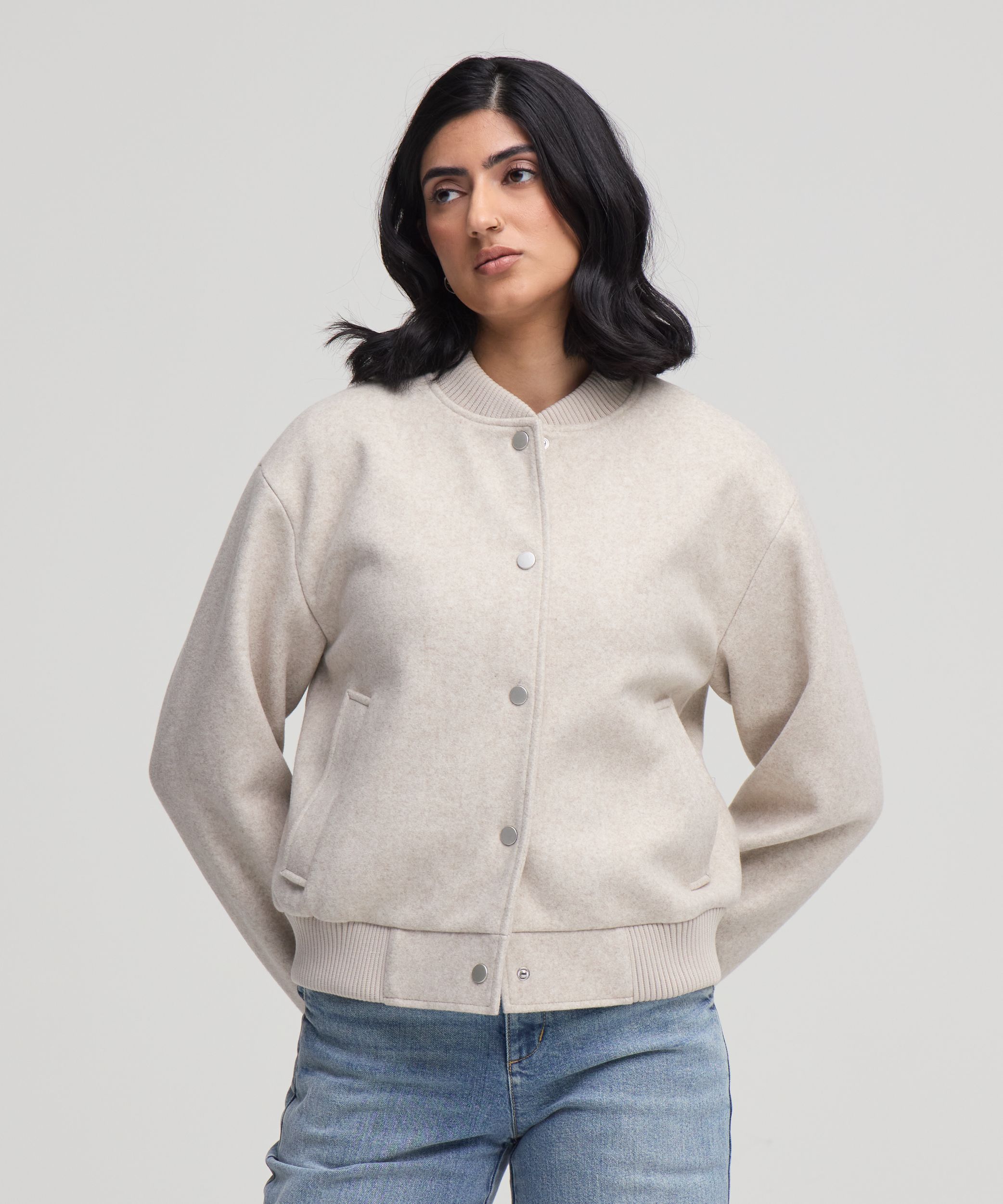 Blouson aviateur en fausse laine pour femmes, Denver Hayes