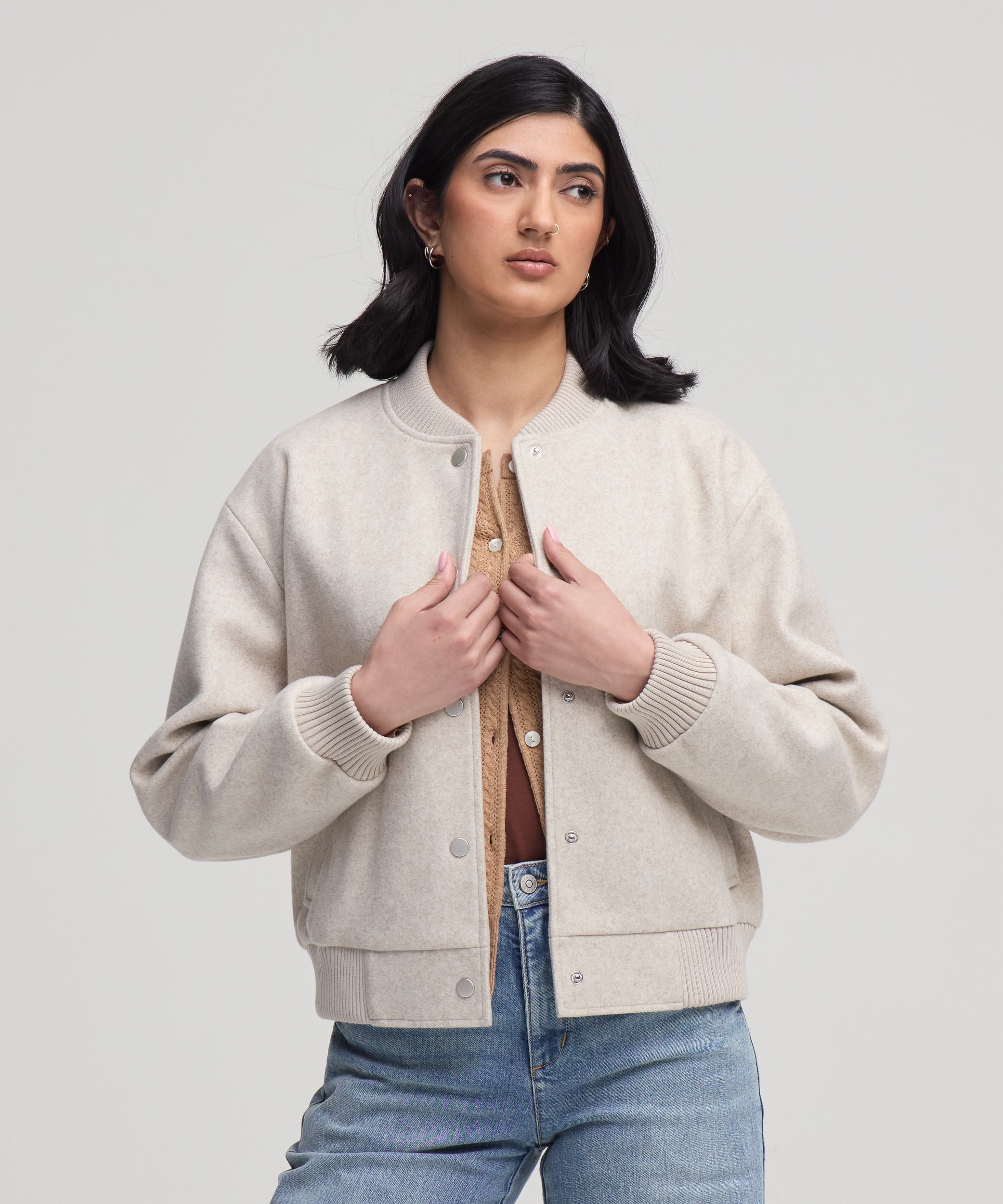 Blouson aviateur en fausse laine pour femmes, Denver Hayes
