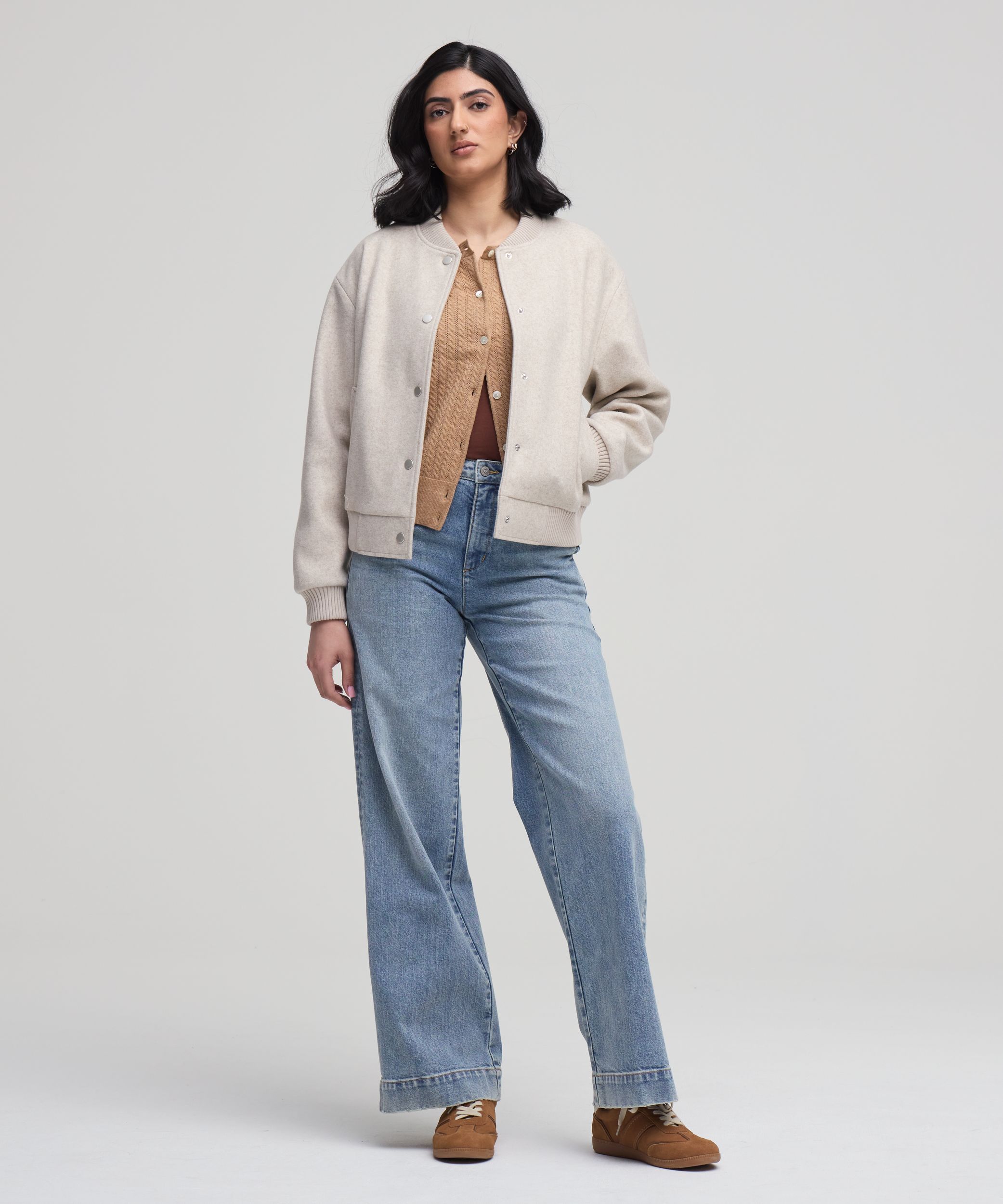 Blouson aviateur en fausse laine pour femmes, Denver Hayes