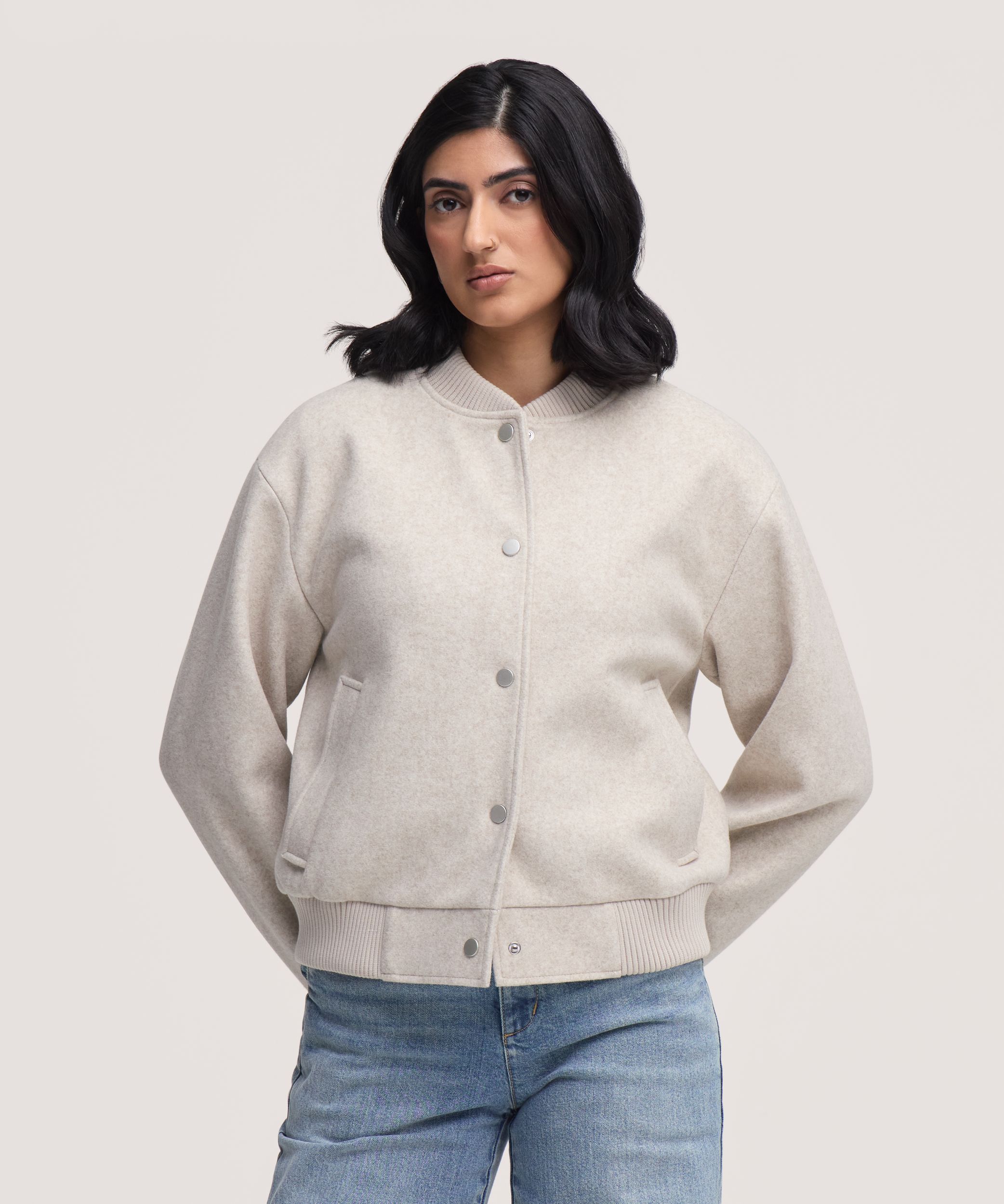 Blouson aviateur en fausse laine pour femmes, Denver Hayes
