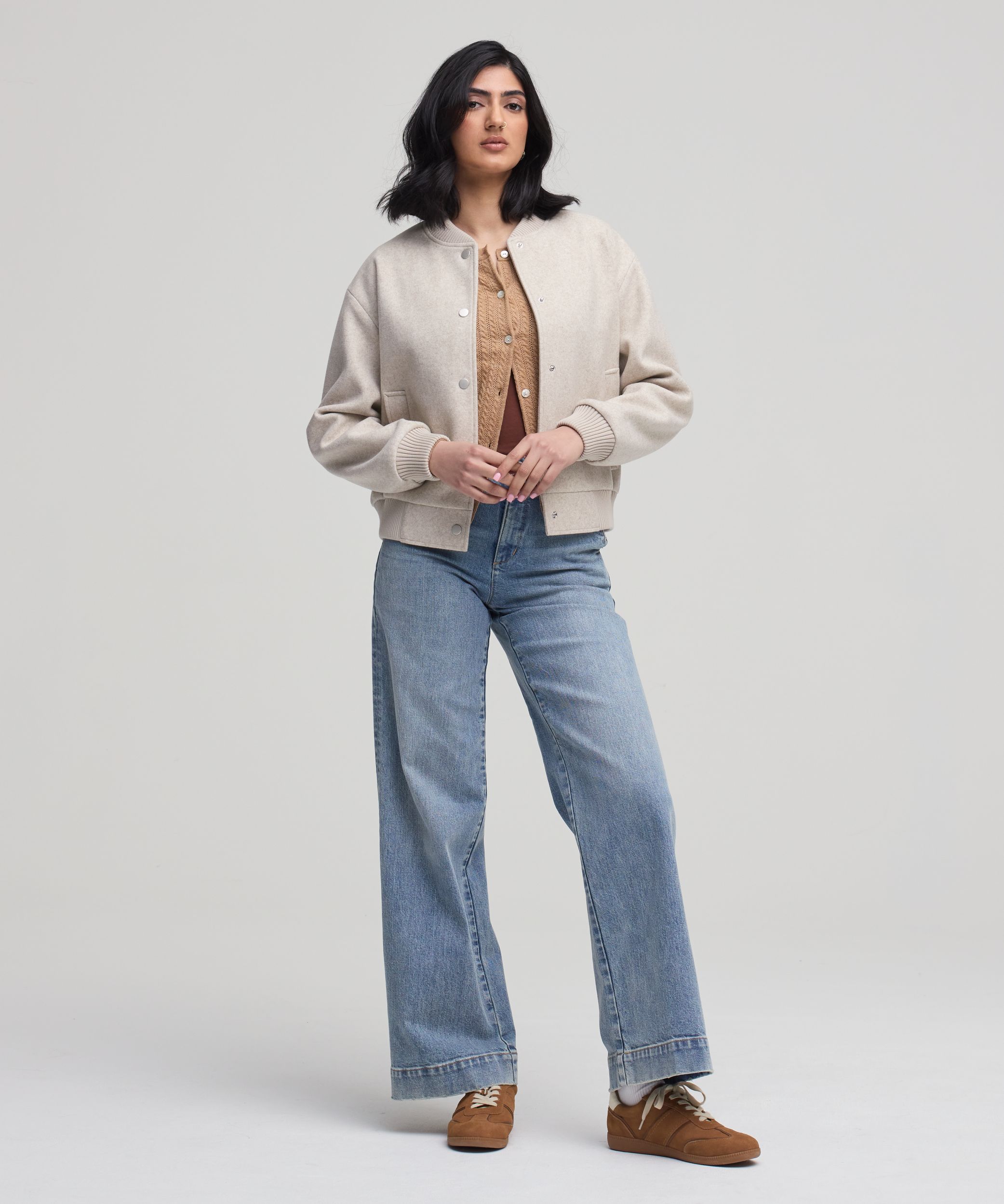Blouson aviateur en fausse laine pour femmes, Denver Hayes