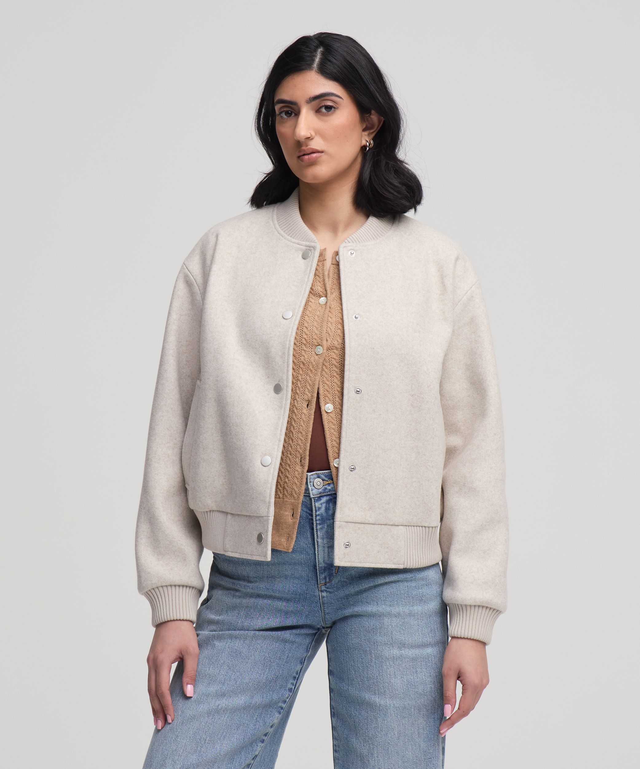 Blouson aviateur en fausse laine pour femmes, Denver Hayes