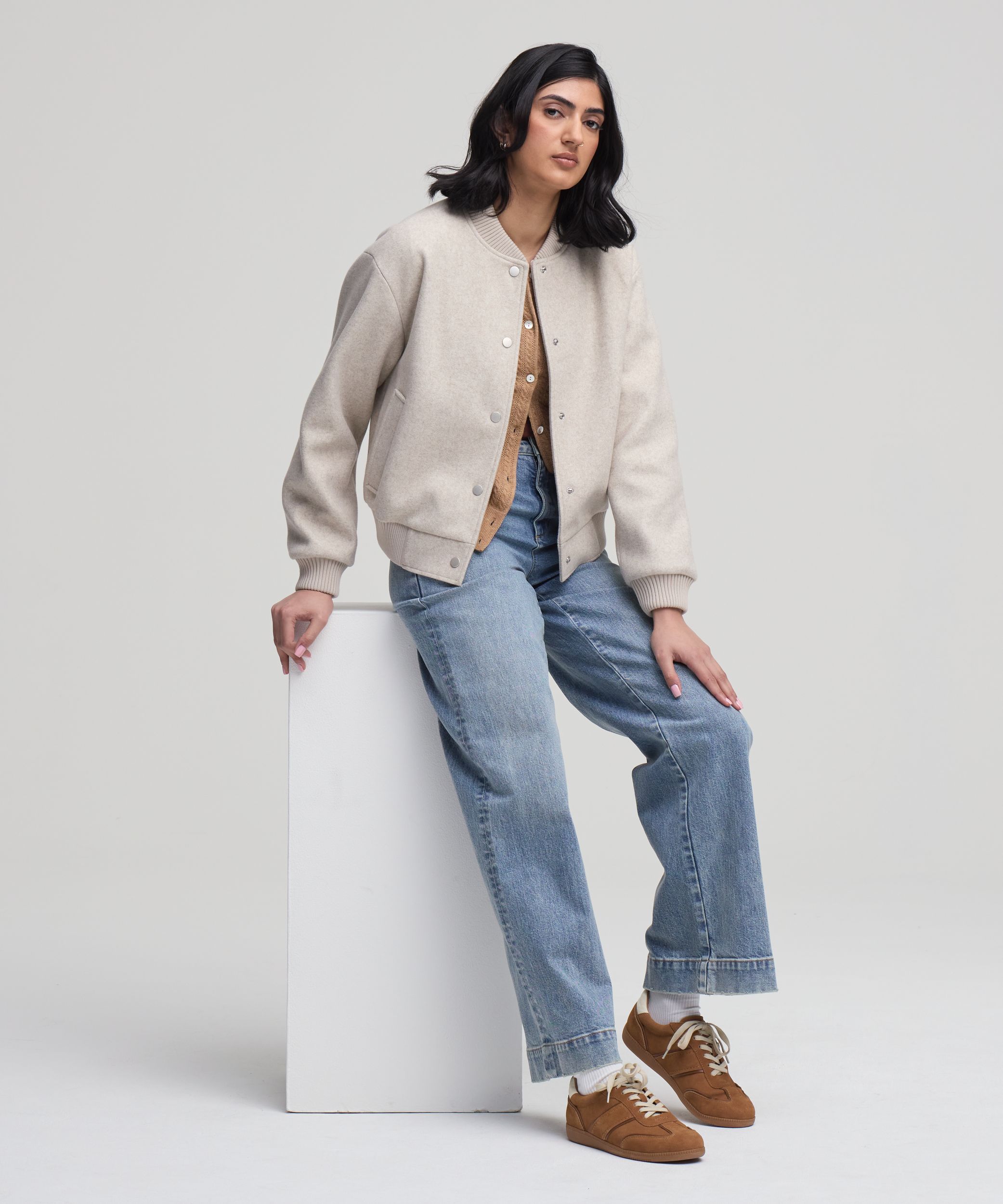 Blouson aviateur en fausse laine pour femmes, Denver Hayes
