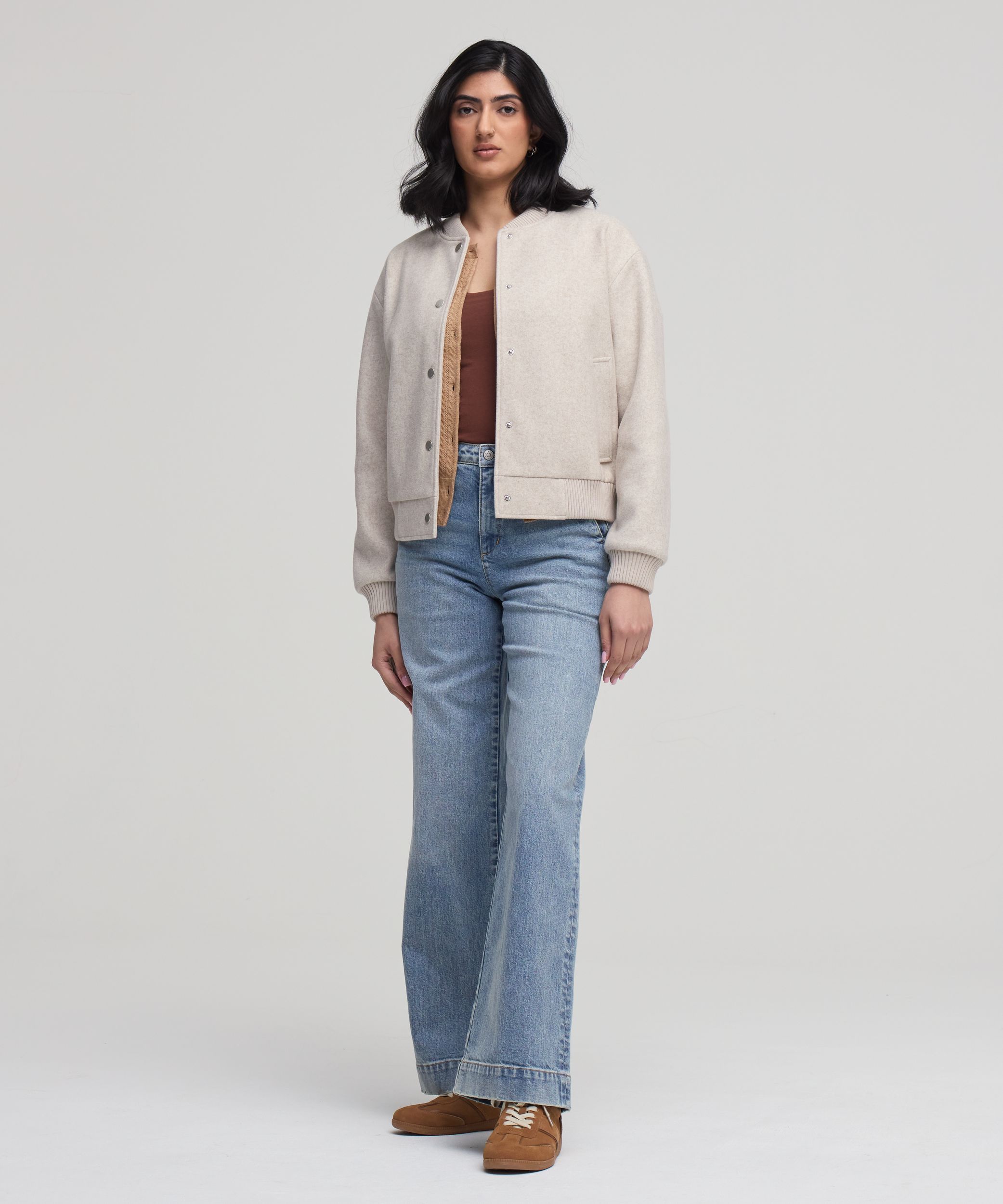 Blouson aviateur en fausse laine pour femmes, Denver Hayes