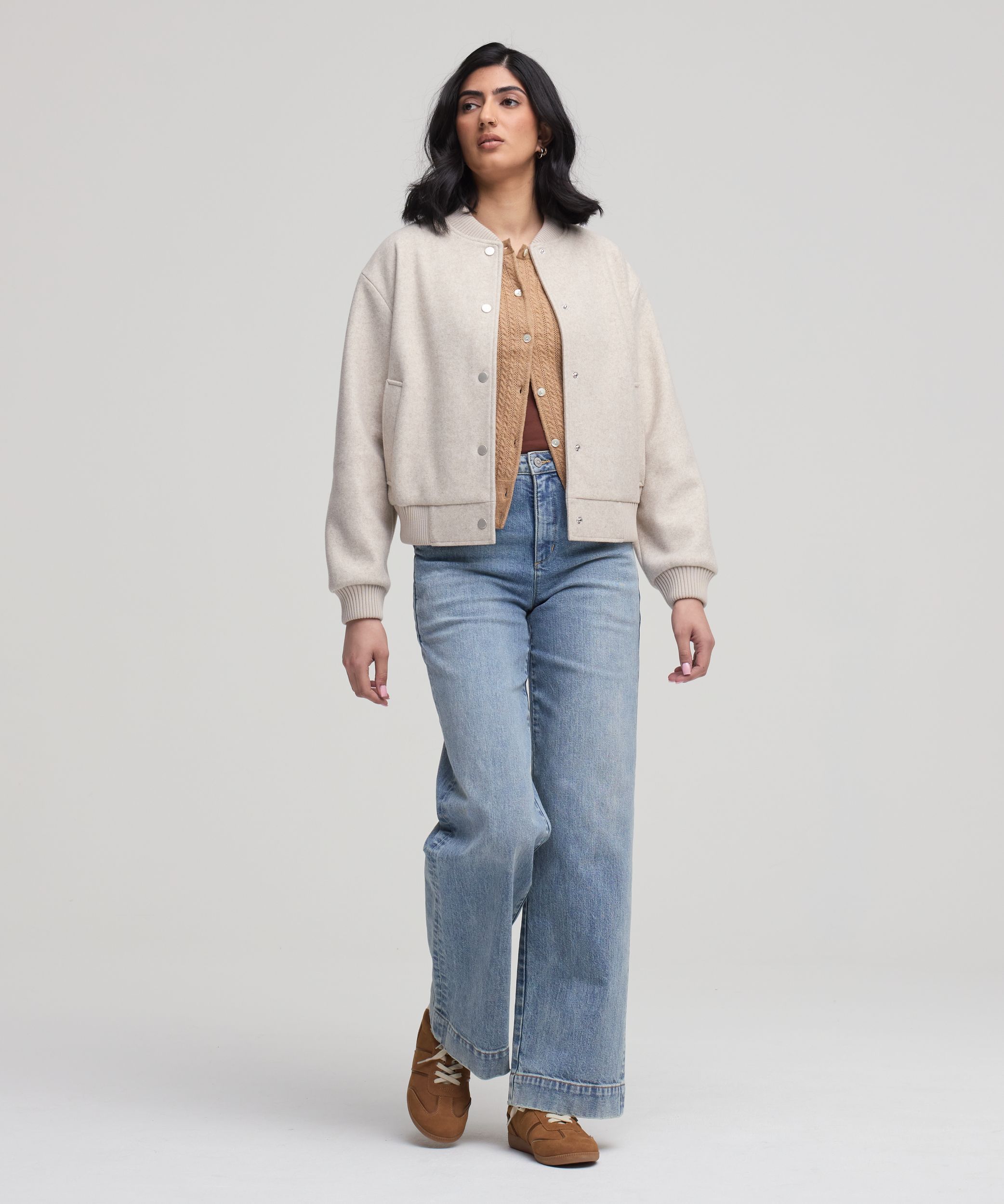 Blouson aviateur en fausse laine pour femmes, Denver Hayes