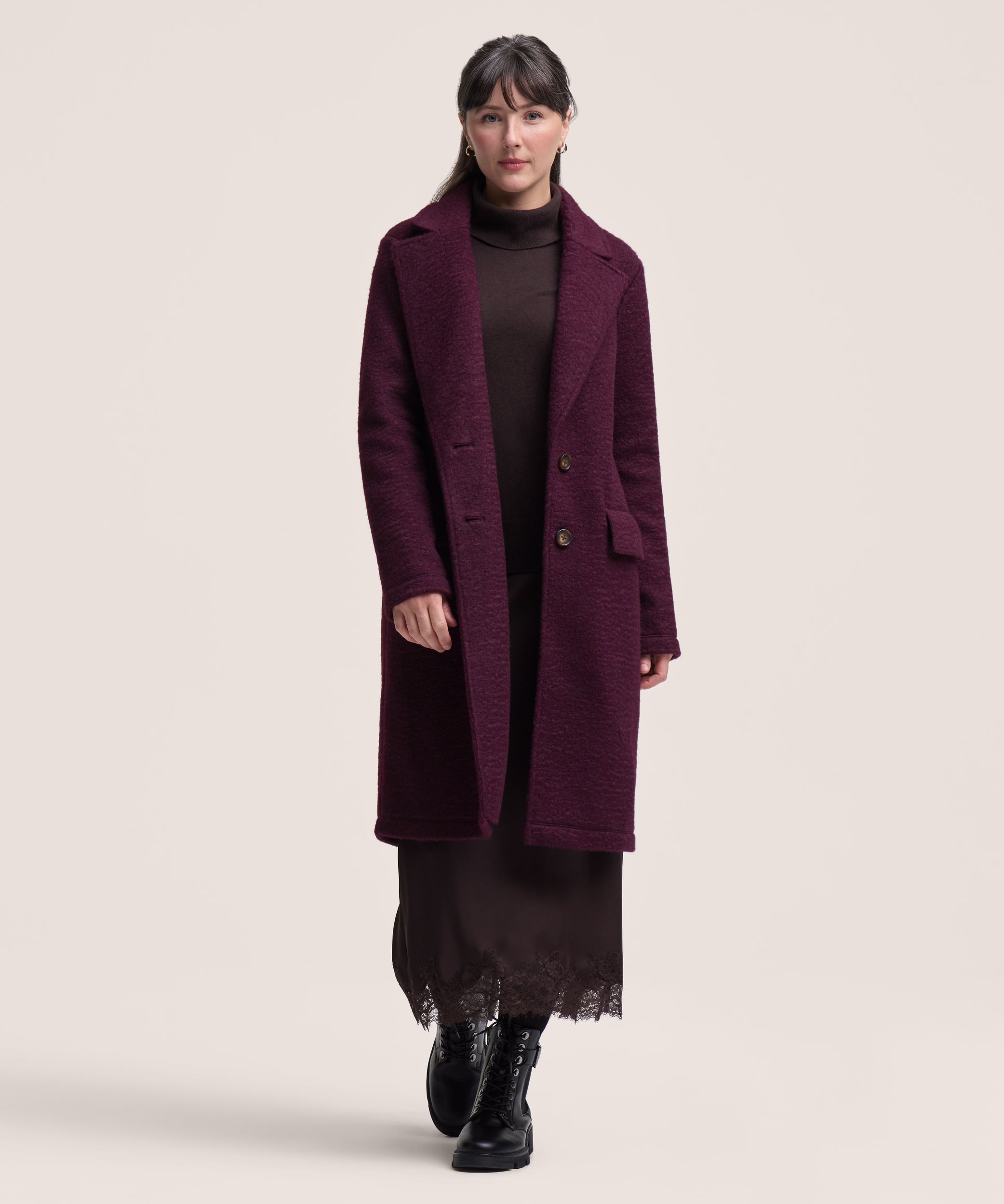 Denver Hayes Women's Button-Up Bouclé Long Jacket