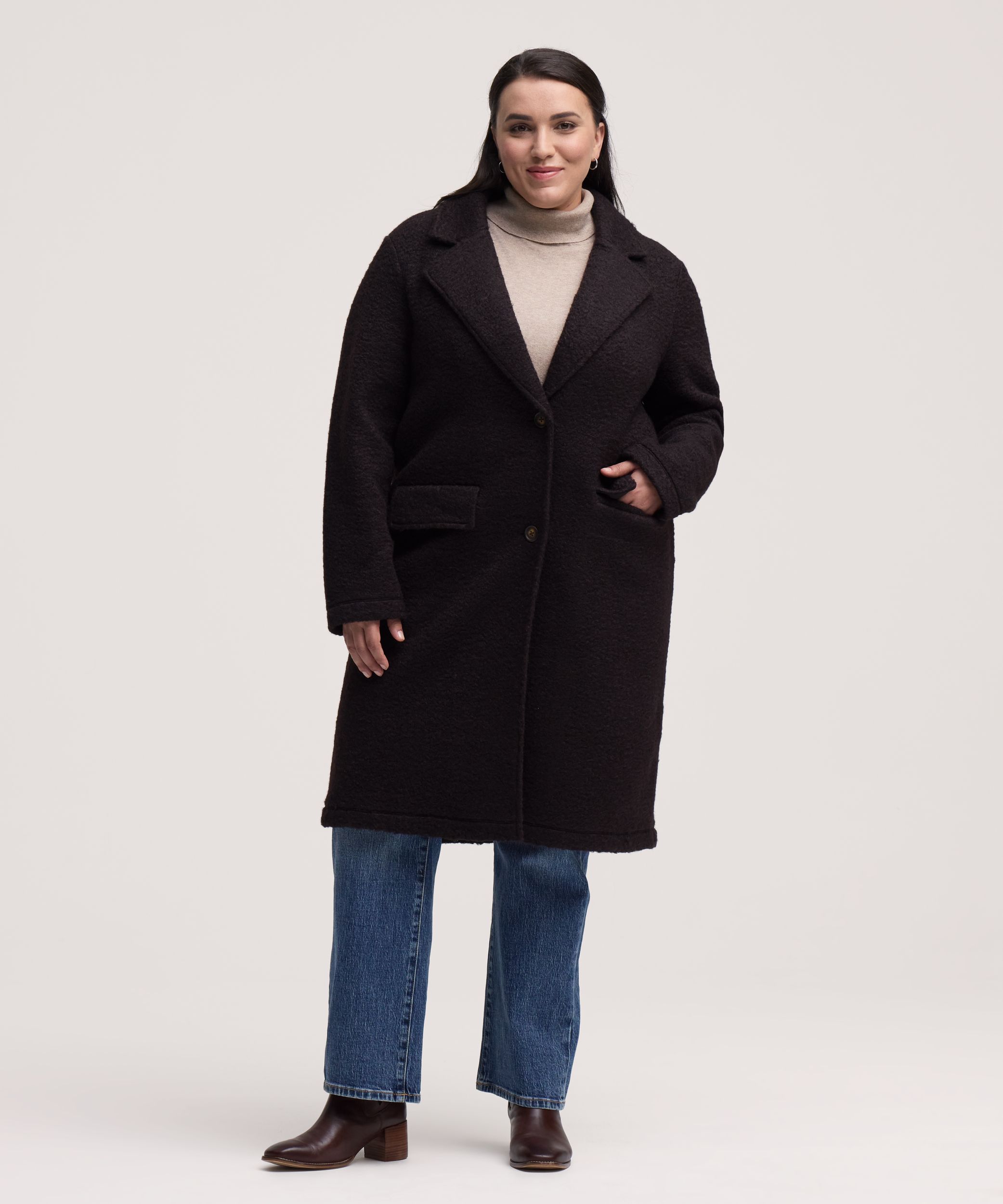 Denver Hayes Women's Button-Up Bouclé Long Jacket