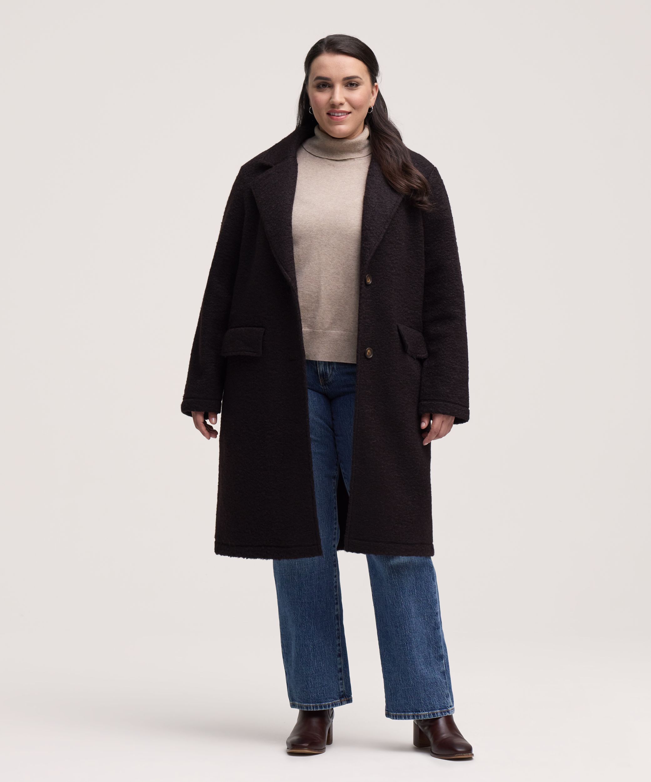 Denver Hayes Women's Button-Up Bouclé Long Jacket
