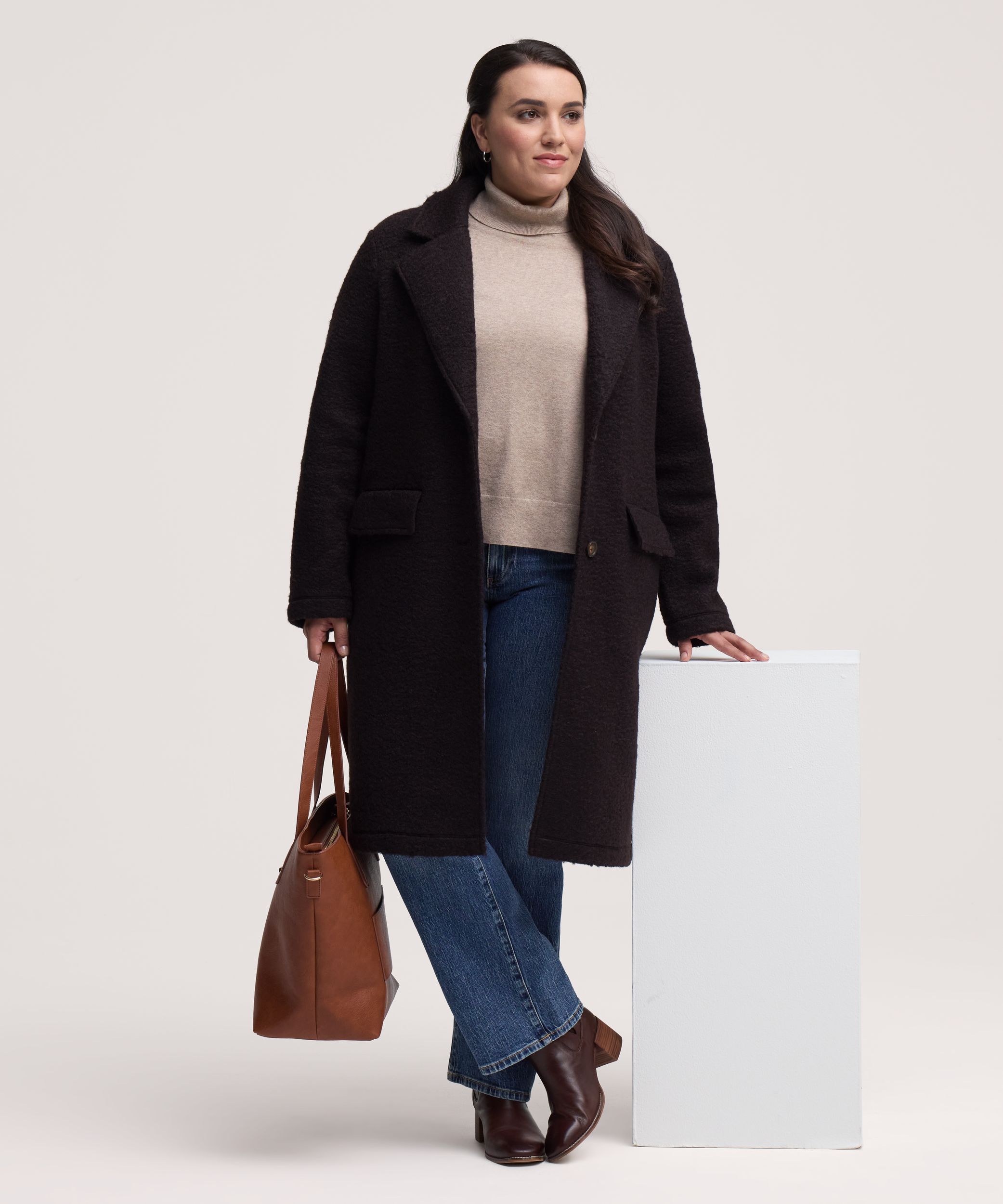 Denver Hayes Women's Button-Up Bouclé Long Jacket