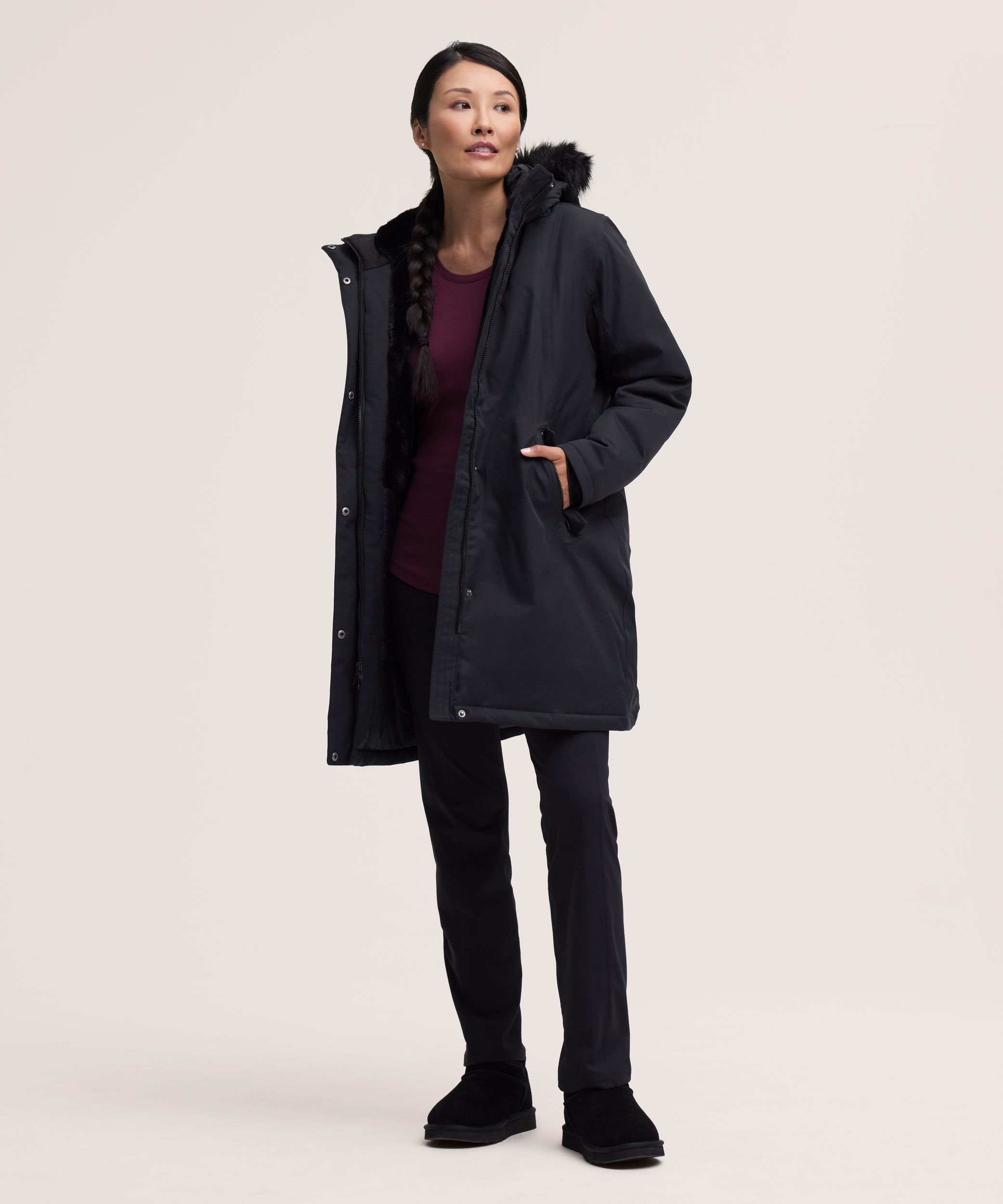 Denver Hayes Women's T-Max® Fur Trim Hooded Lux Parka