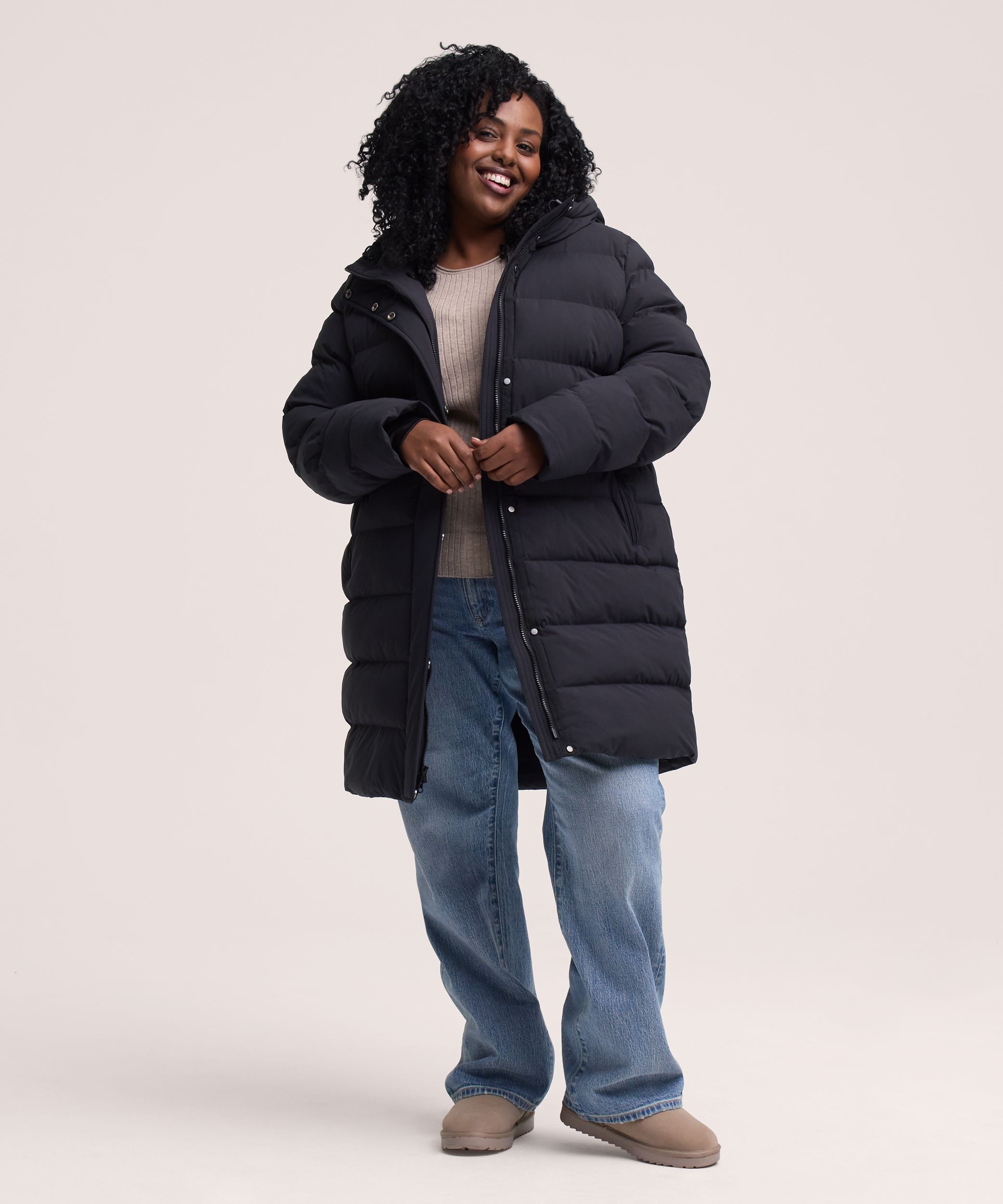 Denver Hayes Women's Hyper-Dri® HD1 Water Repellent Breathable T-Max® Insulated Mid Length Puffy Jacket Front_Flat