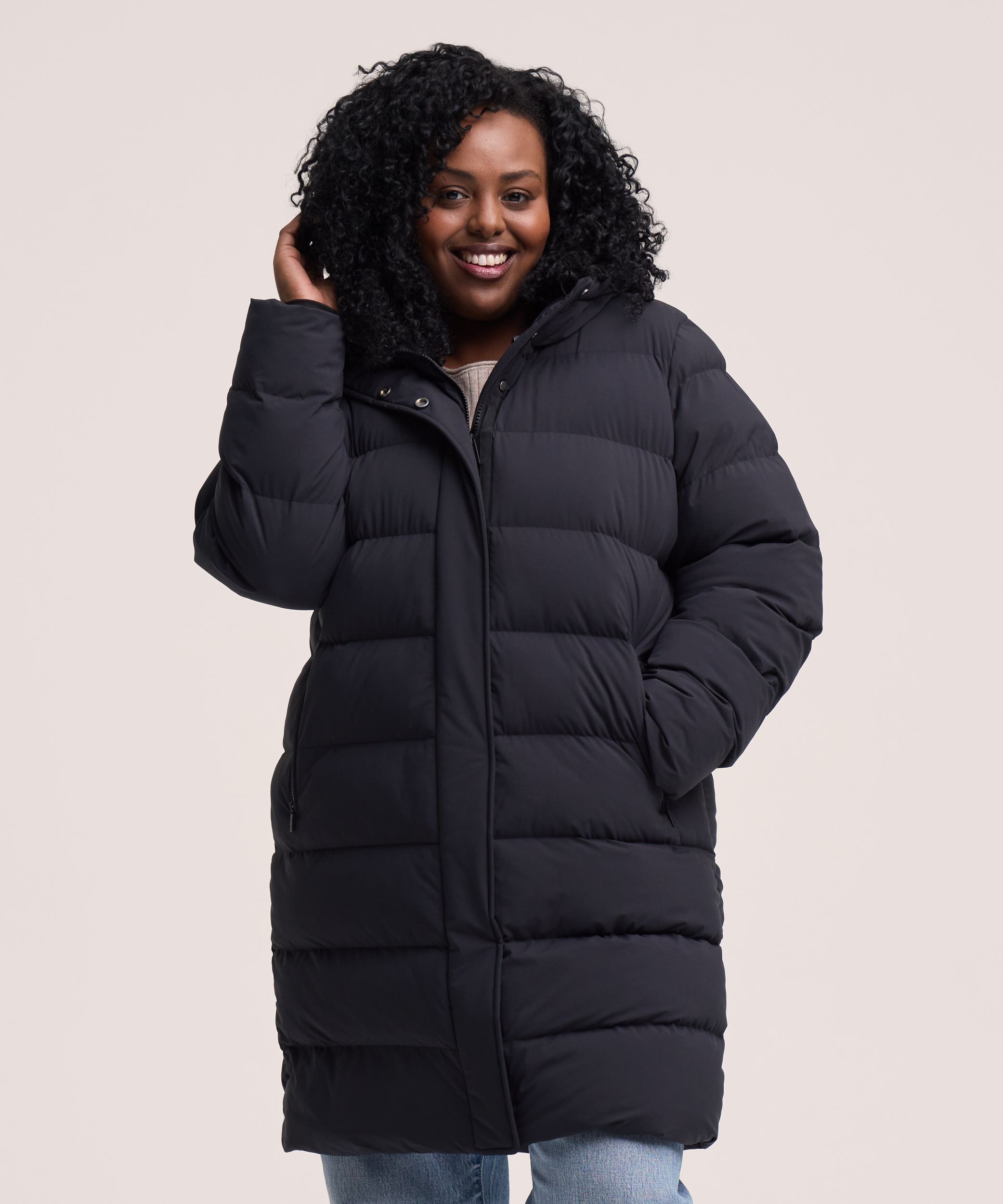 Denver Hayes Women's Hyper-Dri® HD1 Water Repellent Breathable T-Max® Insulated Mid Length Puffy Jacket Front_Flat