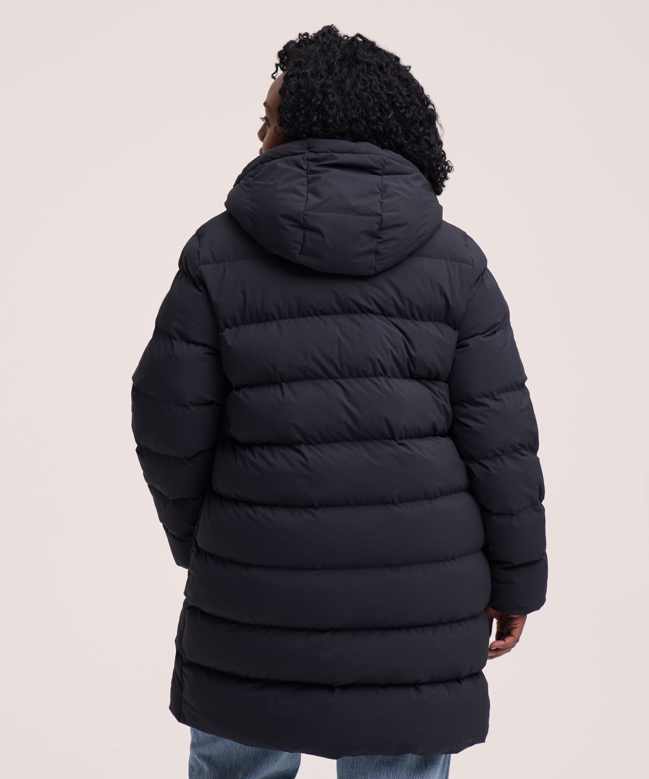 Denver Hayes Women's Hyper-Dri® HD1 Water Repellent Breathable T-Max® Insulated Mid Length Puffy Jacket Back_Flat