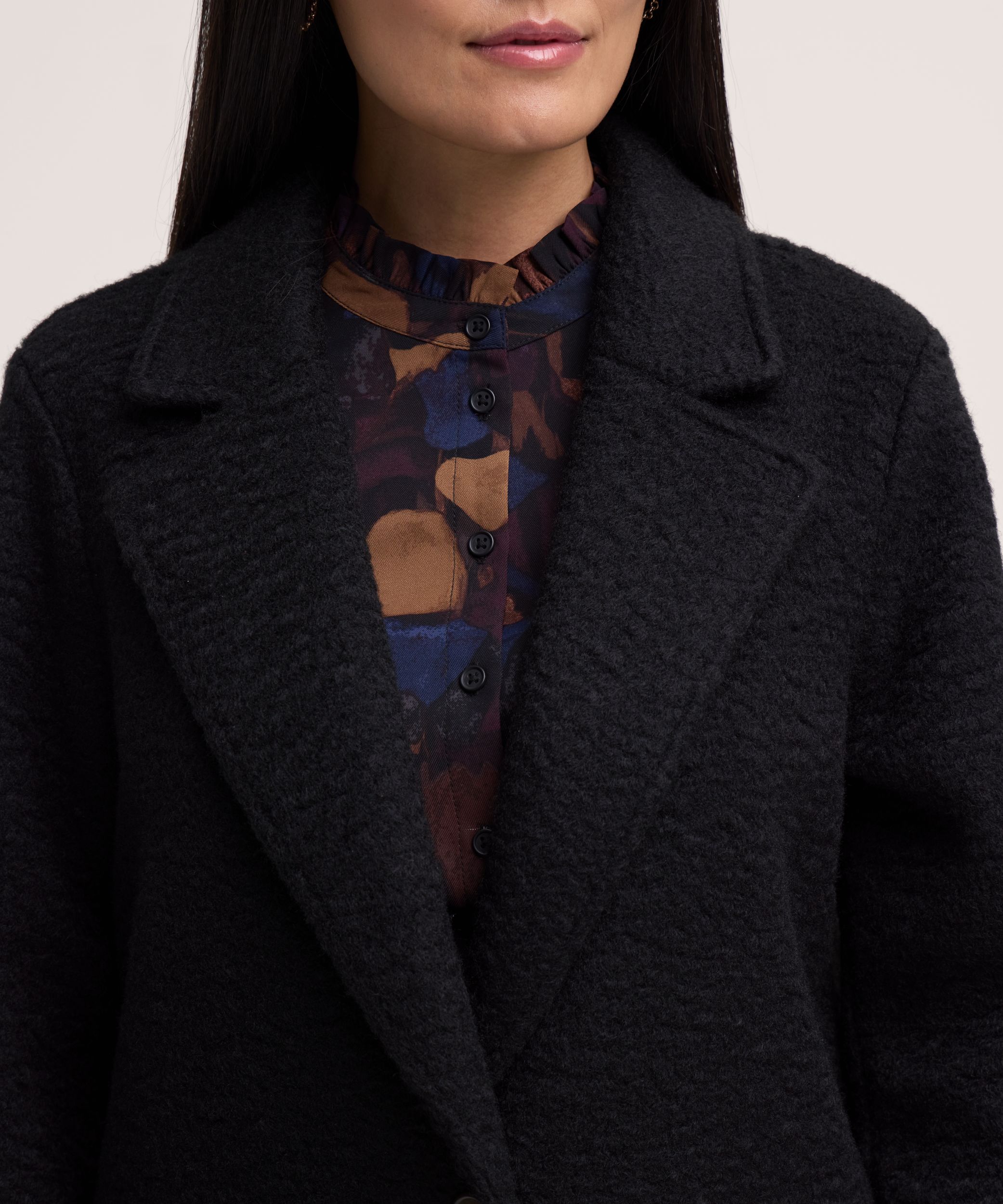 Veste longue boutonnée en bouclé pour femmes, Denver Hayes