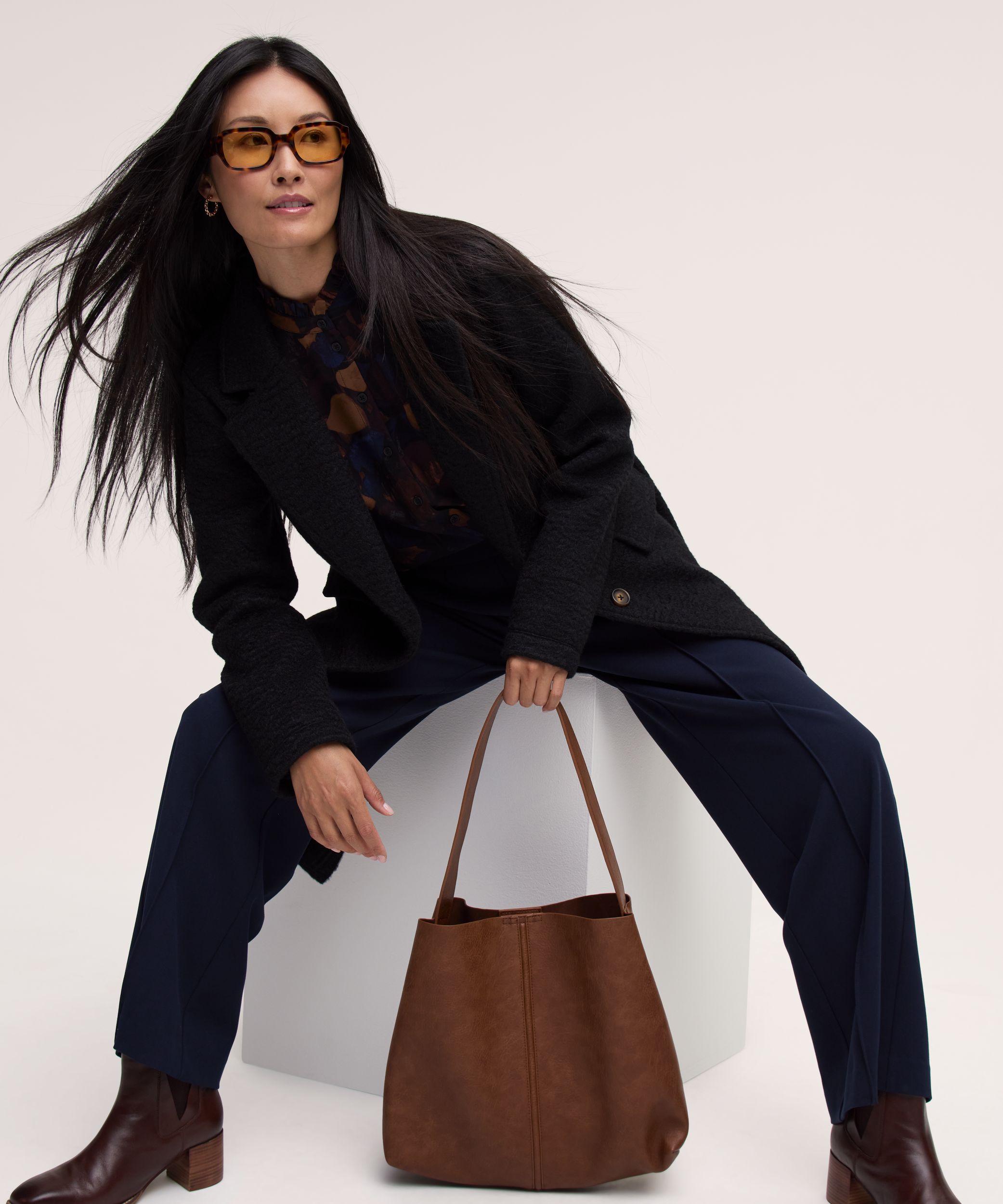 Veste longue boutonnée en bouclé pour femmes, Denver Hayes