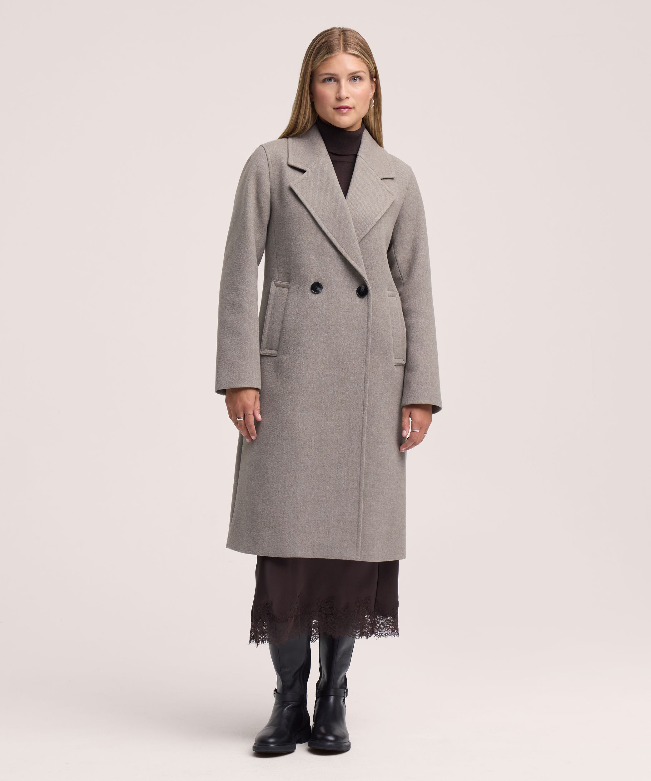 Veste longue boutonnée en fausse laine pour femmes, Denver Hayes